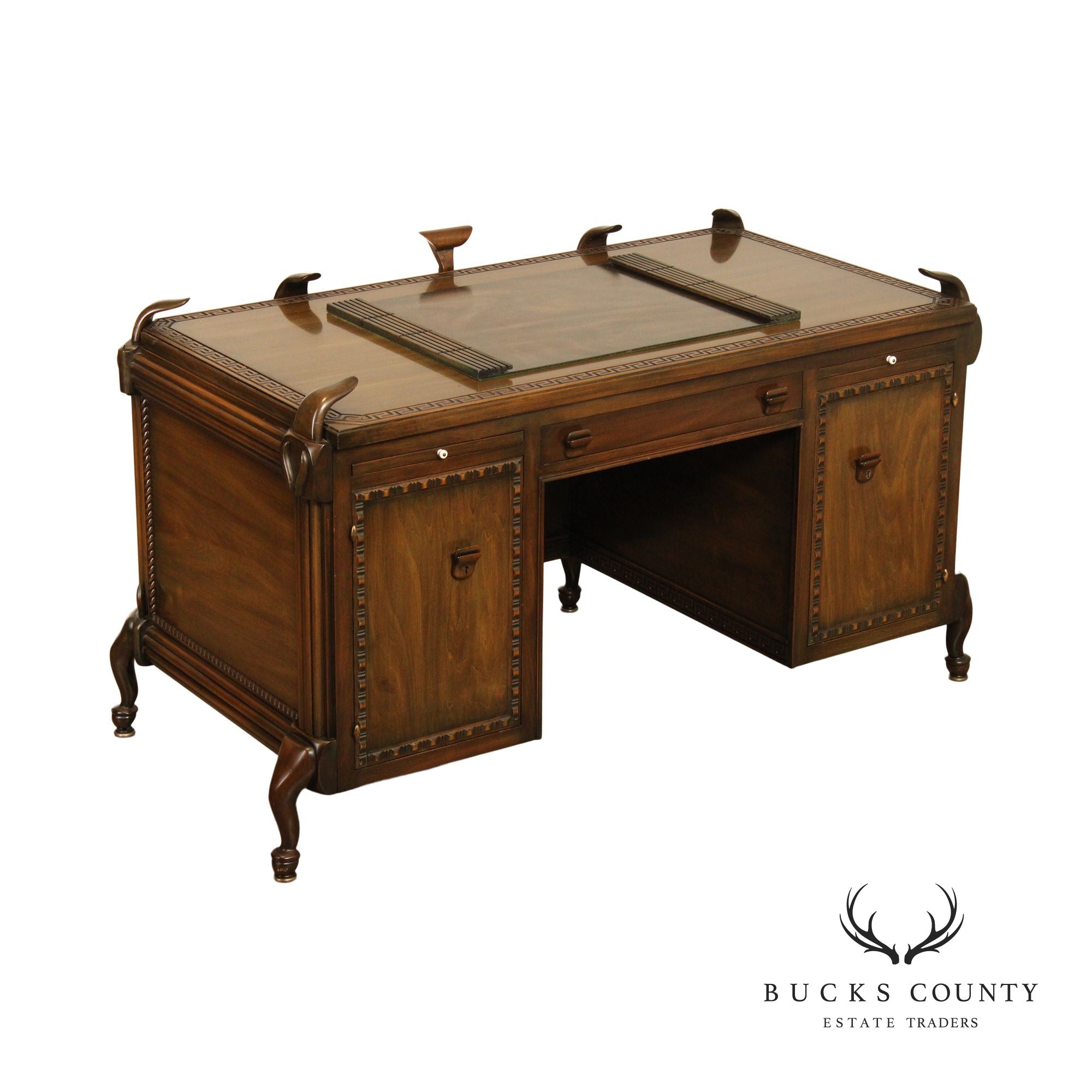 1930' Unusual Custom Sculpted Wood Executive Writing Desk