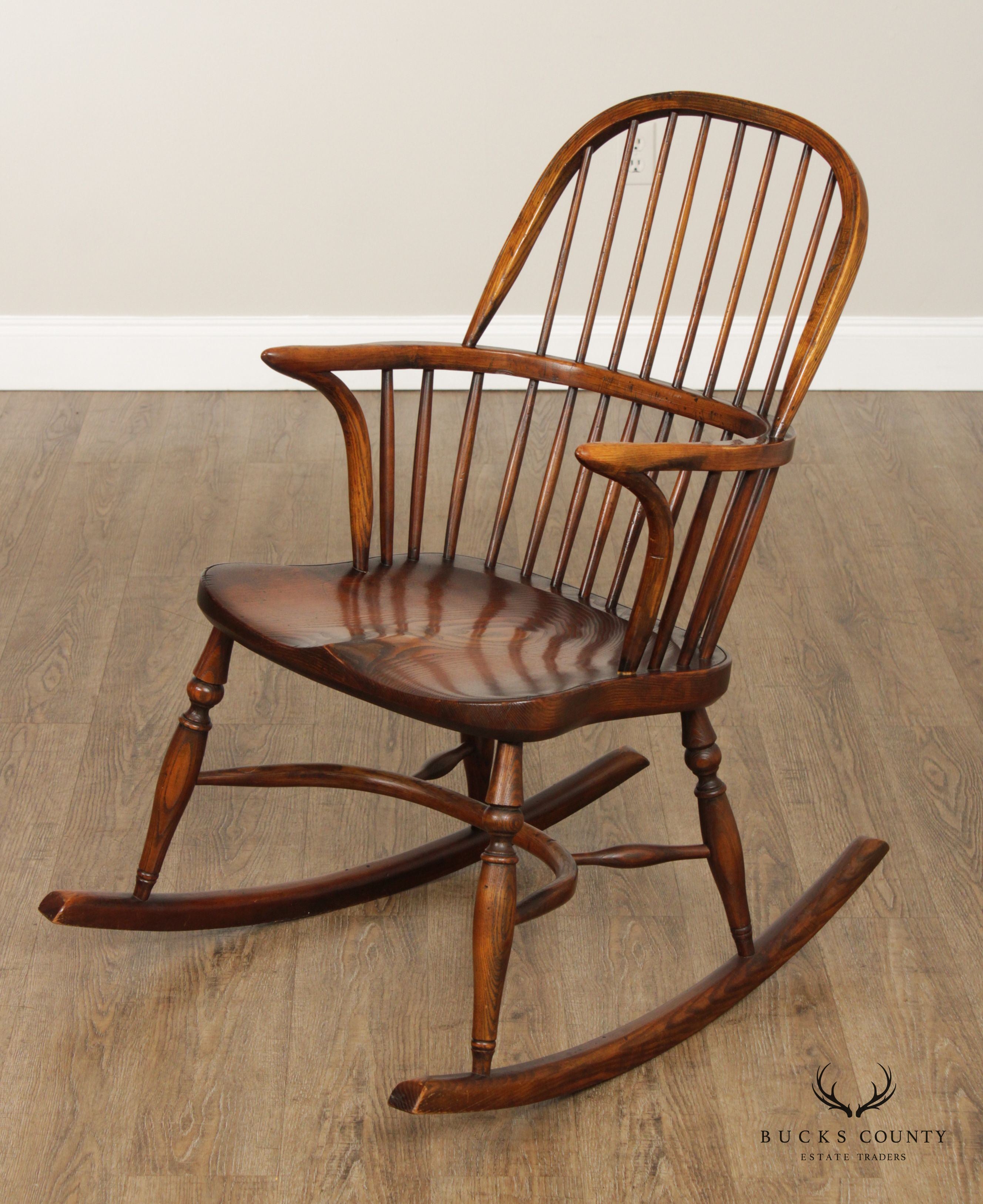 English Yew Wood Sack Back Windsor Rocker