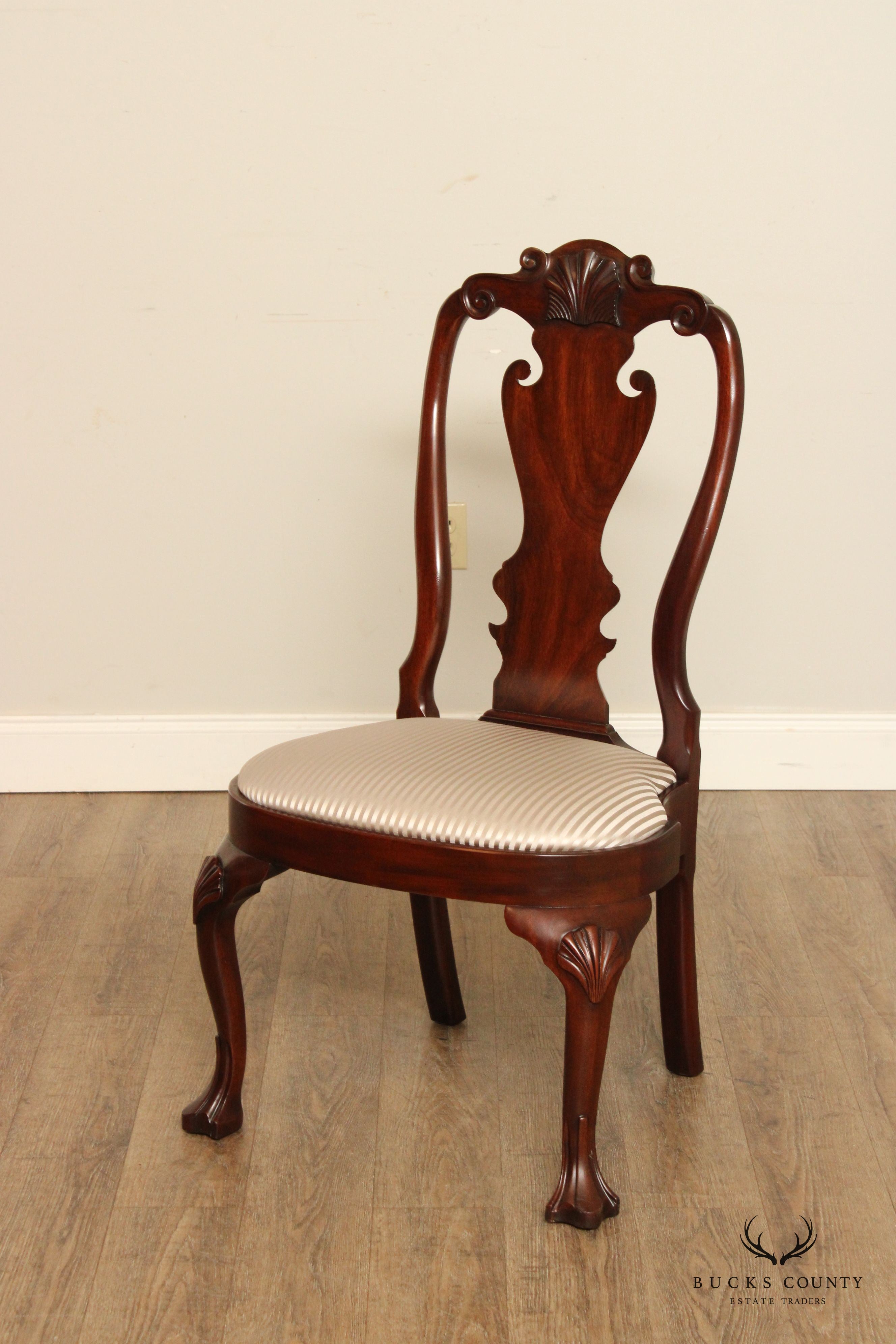 Henkel Harris Philadelphia Queen Anne Style Set Eight Mahogany Dining Chairs