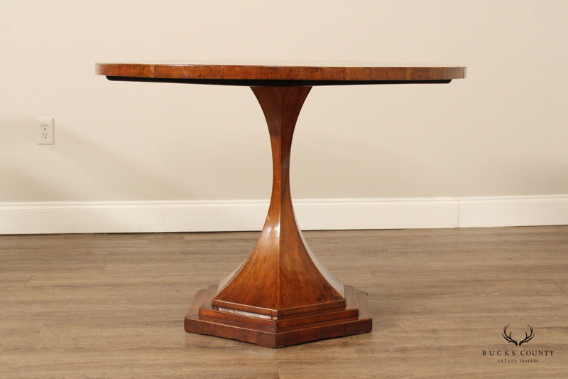 Antique Biedermeier Round Sunburst Walnut Top Center Pedestal Dining Table