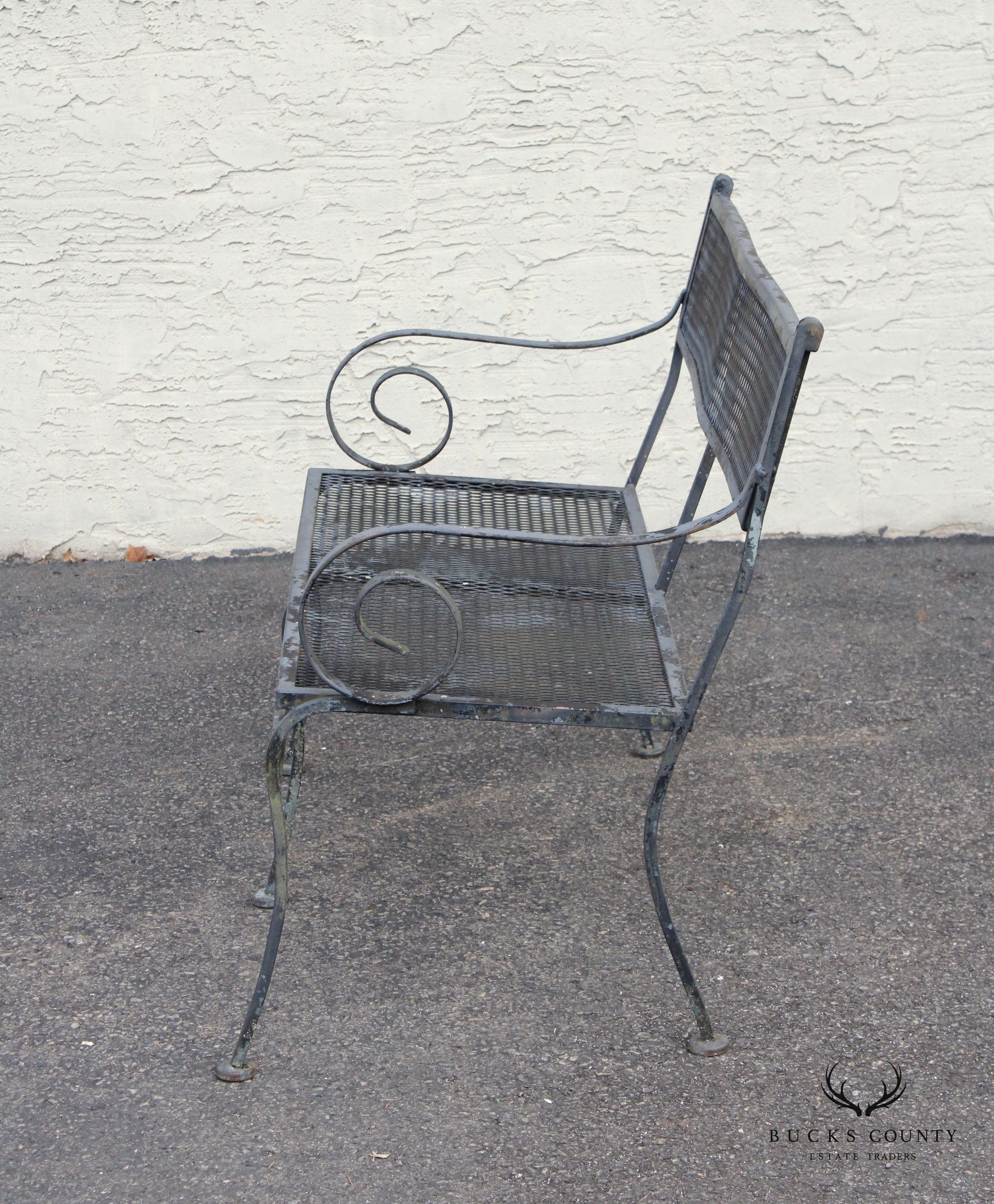 Vintage Wrought Iron Outdoor Garden Bench