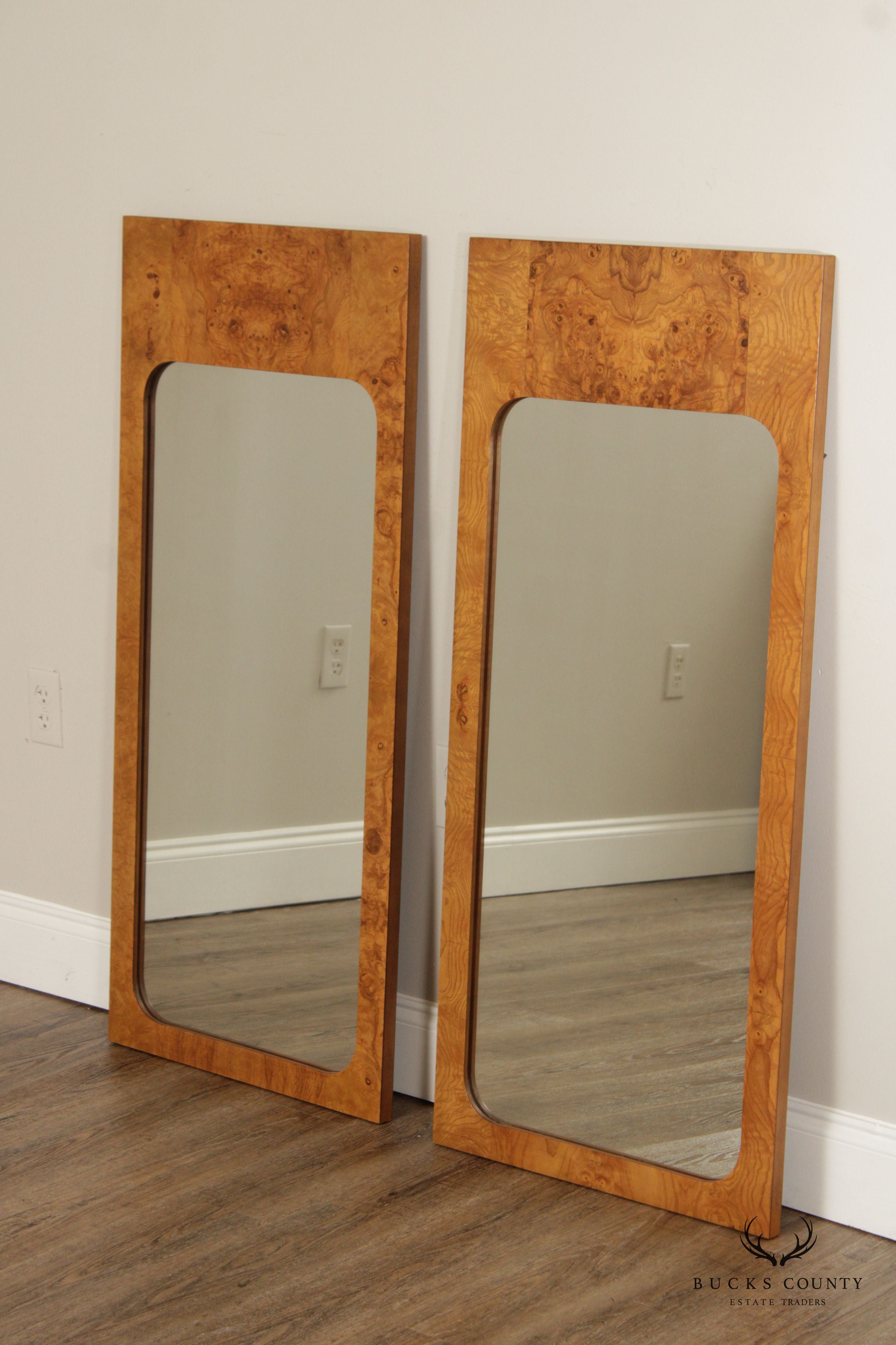 Lane Mid Century Modern Burlwood Accent Wall Mirrors