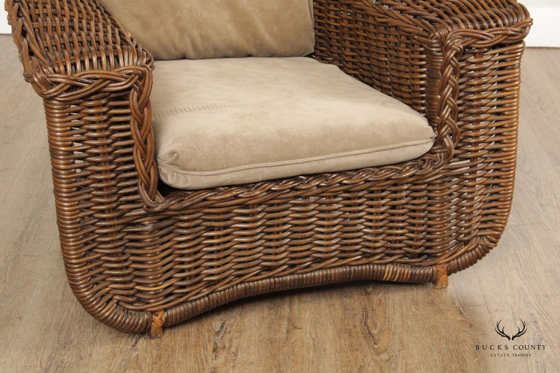Quality Wicker Club Chair and Ottoman
