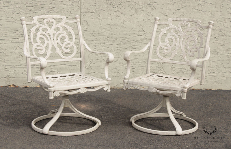 Vintage Hanover Garden Patio Pair Cast Aluminum Swivel Chairs