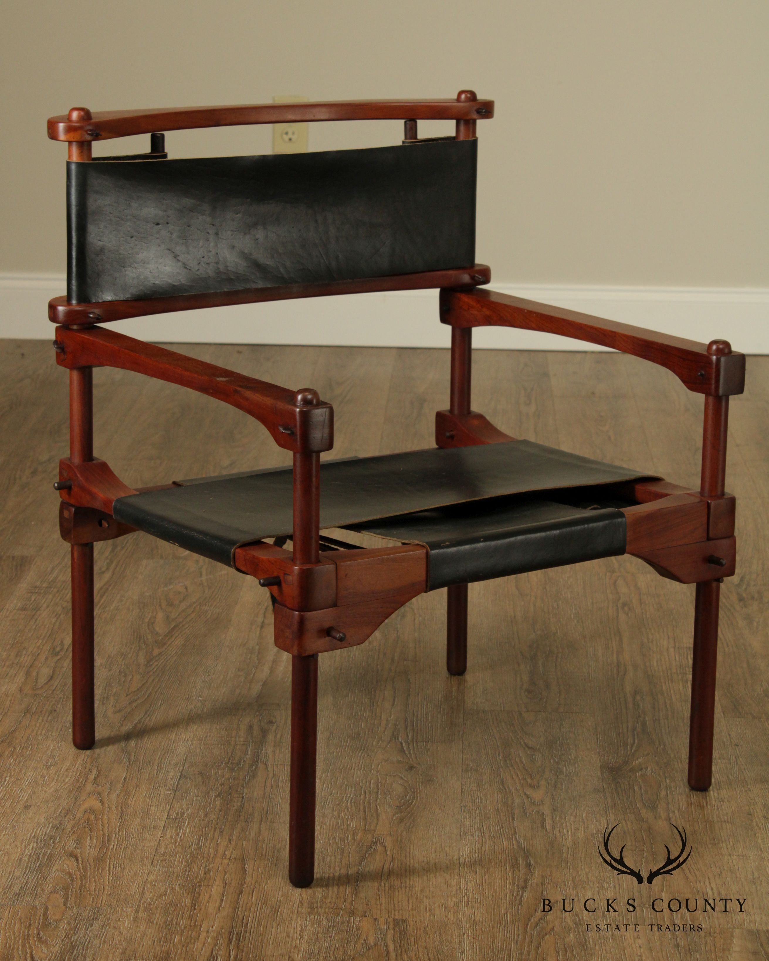 Don Shoemaker Cocobolo & Black Leather "Perno" Safari Armchair