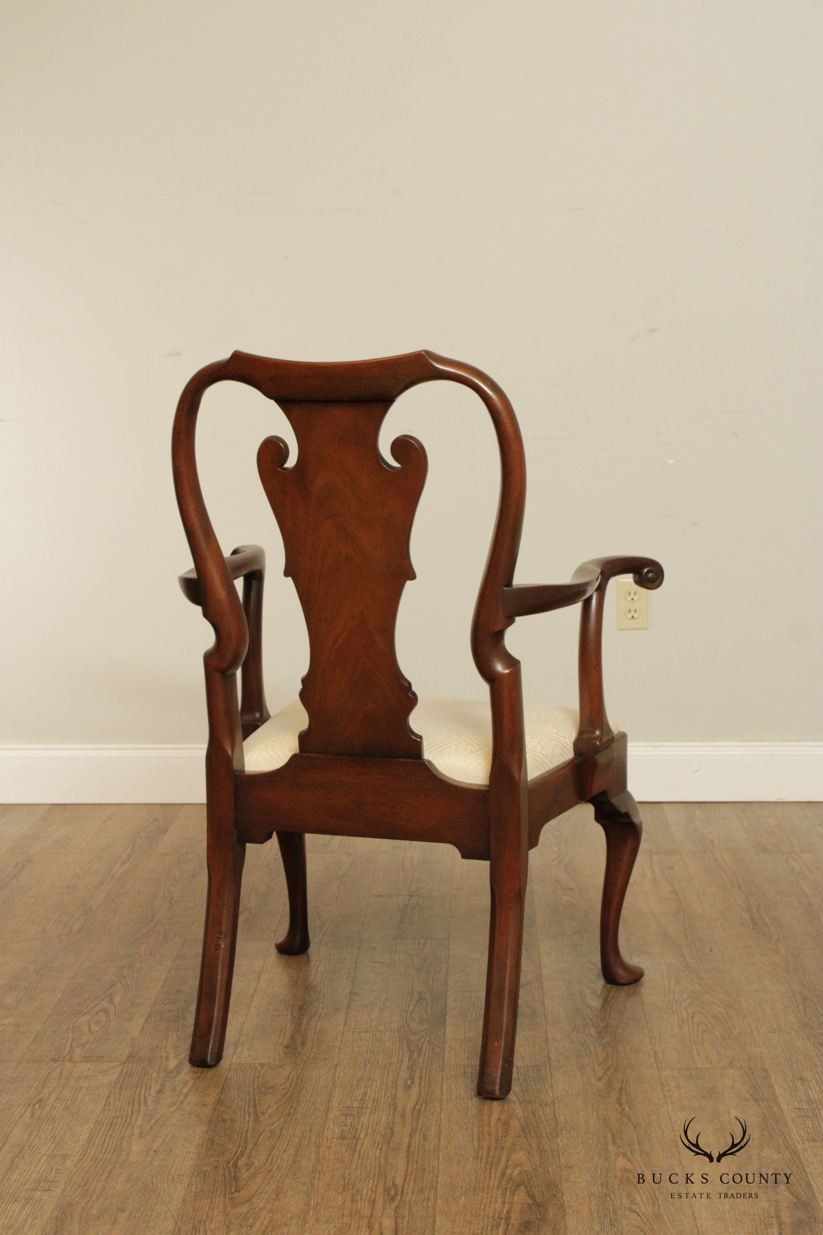 Kittinger Colonial Williamsburg Queen Anne Mahogany Arm Chair