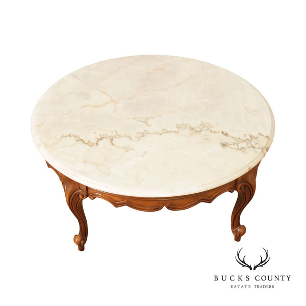 French Provincial Style Round Marble Top Coffee Table