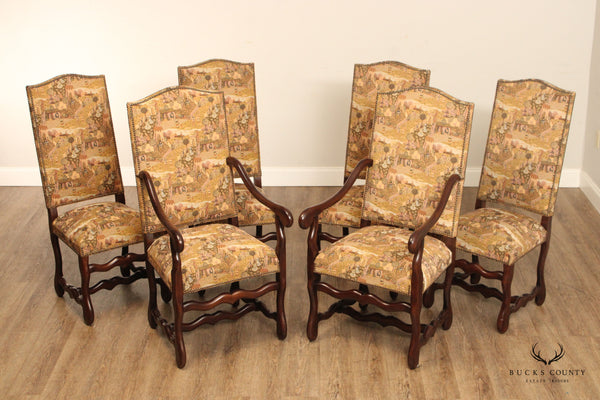 French Louis XIII Style Set of Six Os de Mouton Cherry Dining Chairs