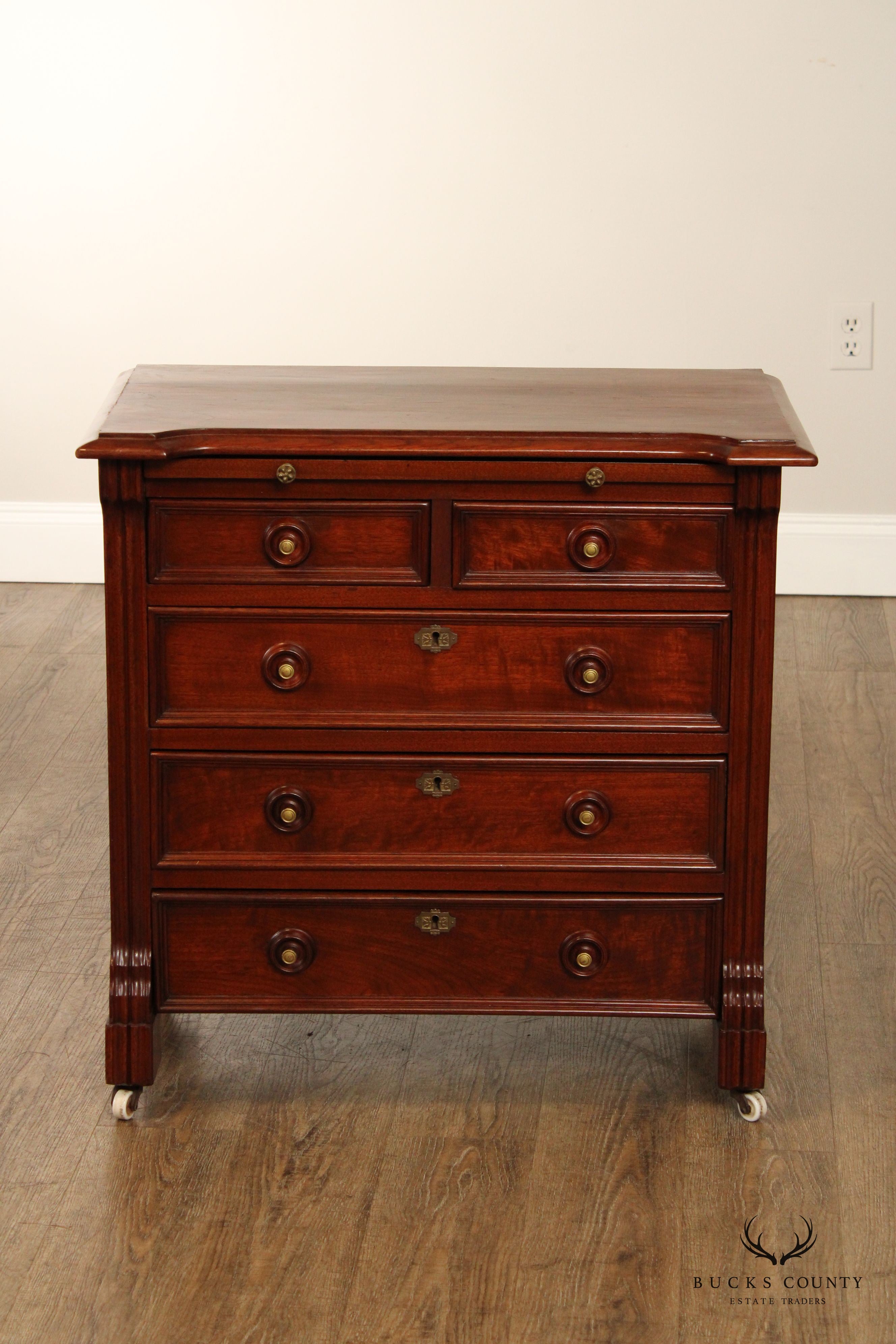 Antique English Mahogany And Rosewood Bachelor's Chest