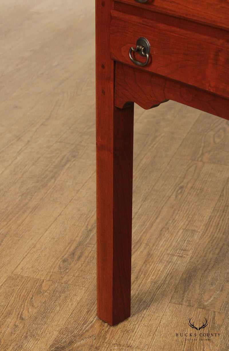 Chippendale Style Cherry Two Drawer Vitrine Curio Display Side Table