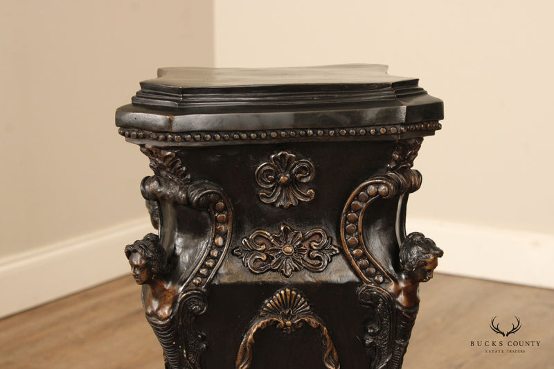 Baroque Style Patinated Bronze Pedestal