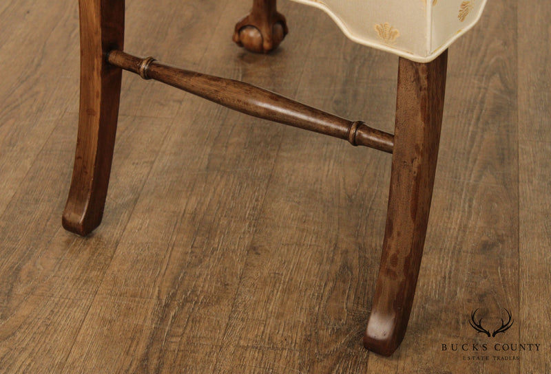 Queen Anne Style Gooseneck Armchair with Ball & Claw Feet