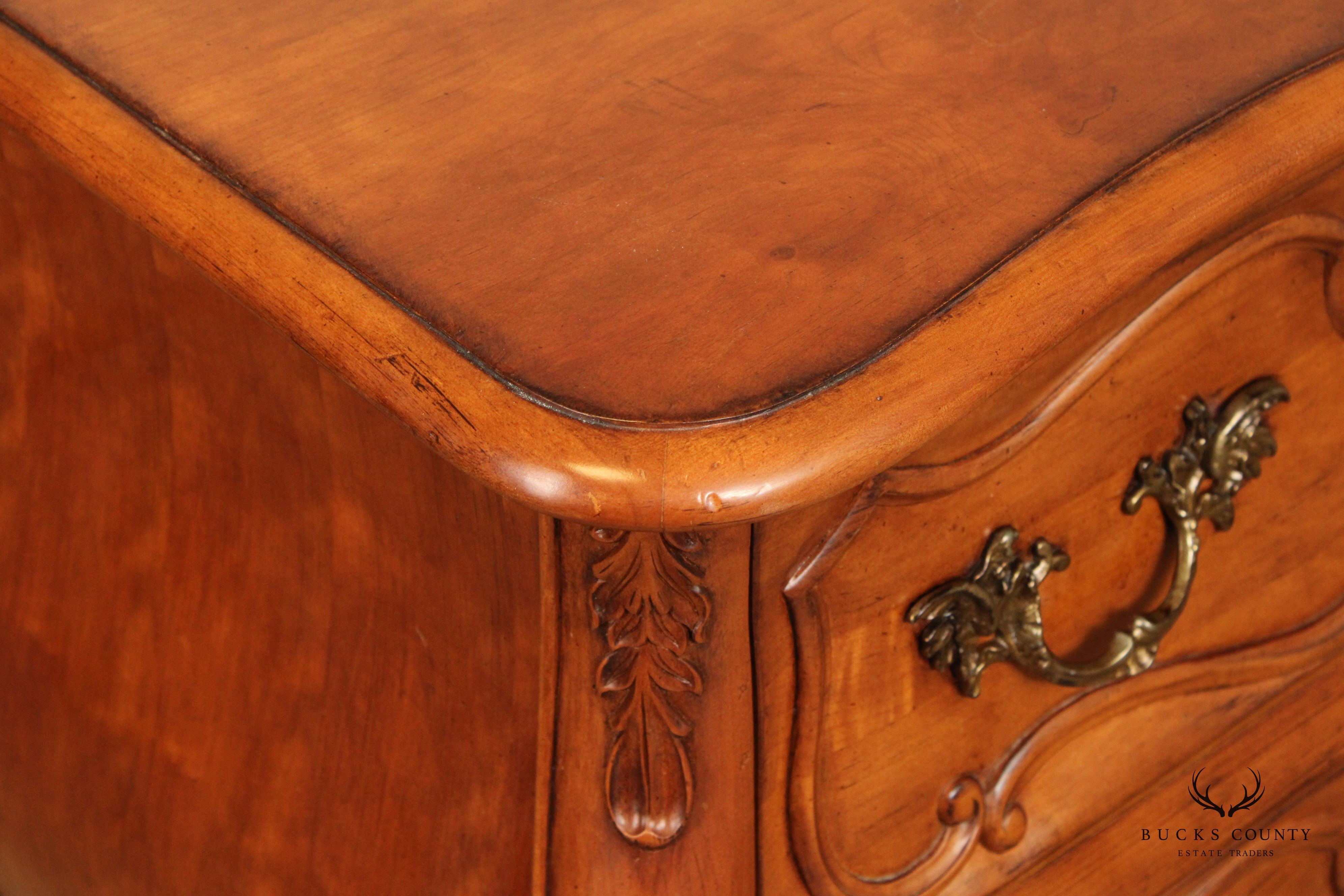 Century Furniture 'Coeur de France' Pair of Carved Cherry Bombe Chests