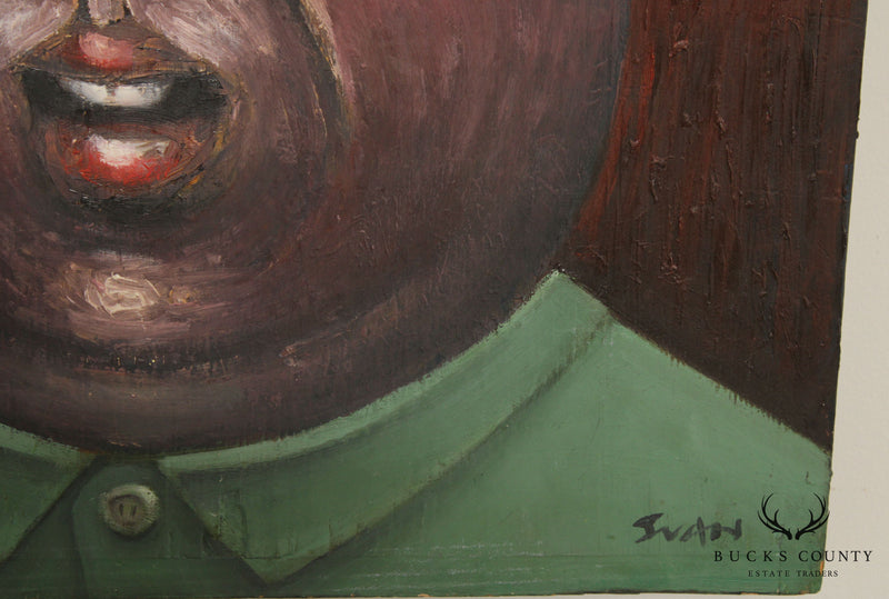 Modernist Impasto Portrait of Musician Original Painting, Signed 'Juan'