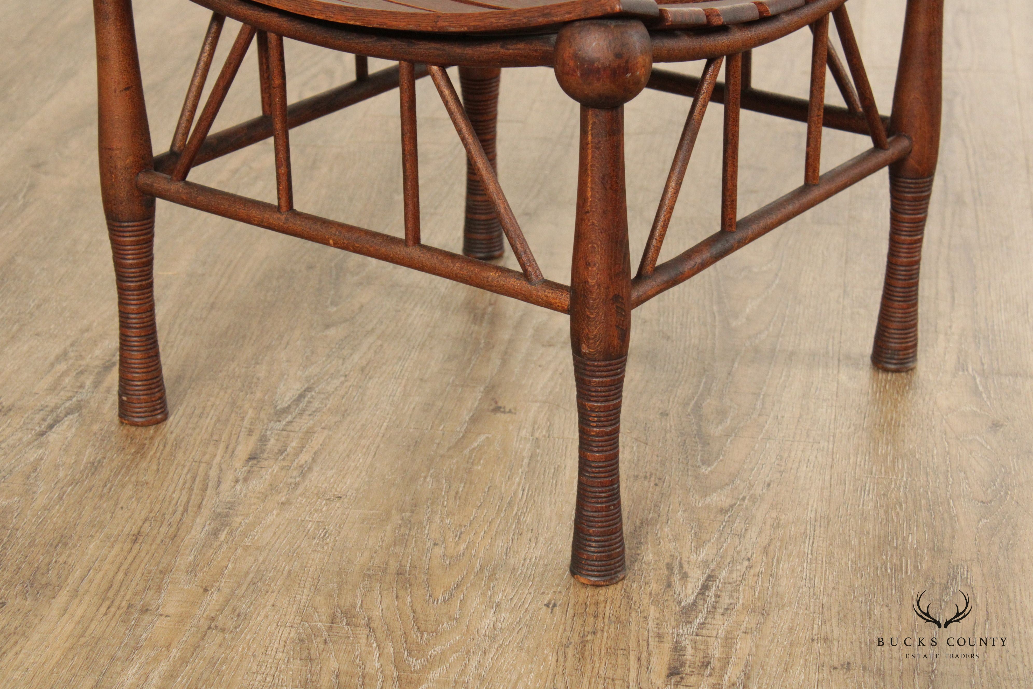 Antique Egyptian Revival Oak Thebes Stool