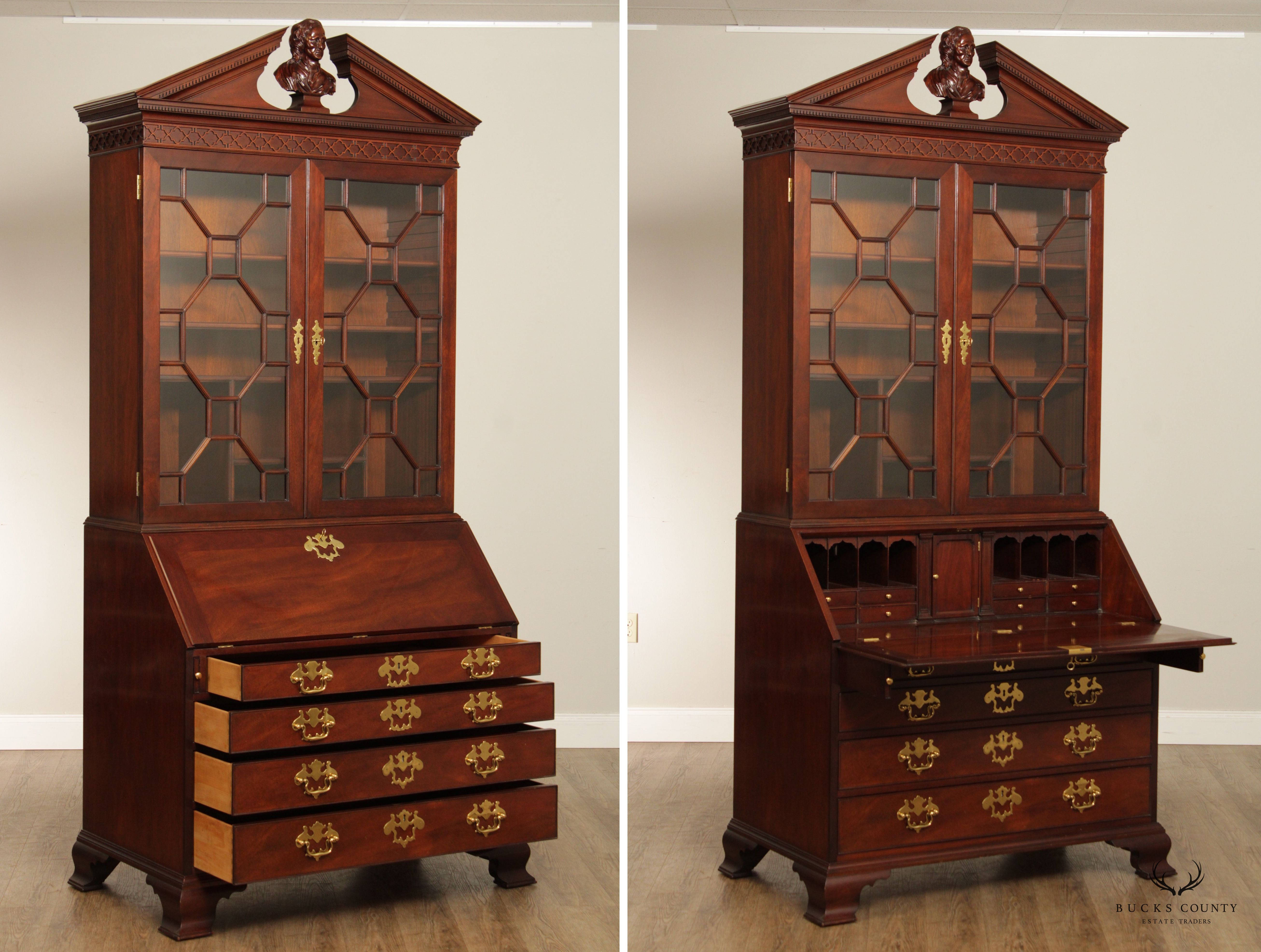 Kindel National Trust for Historic Preservation Georgian Style Mahogany Secretary Desk