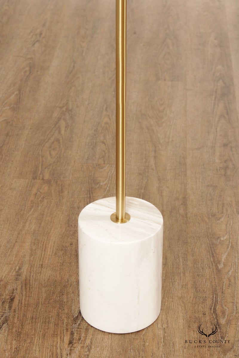 Zuo Minimalist Style Brass and Marble Two-Light 'Bianca' Floor Lamp