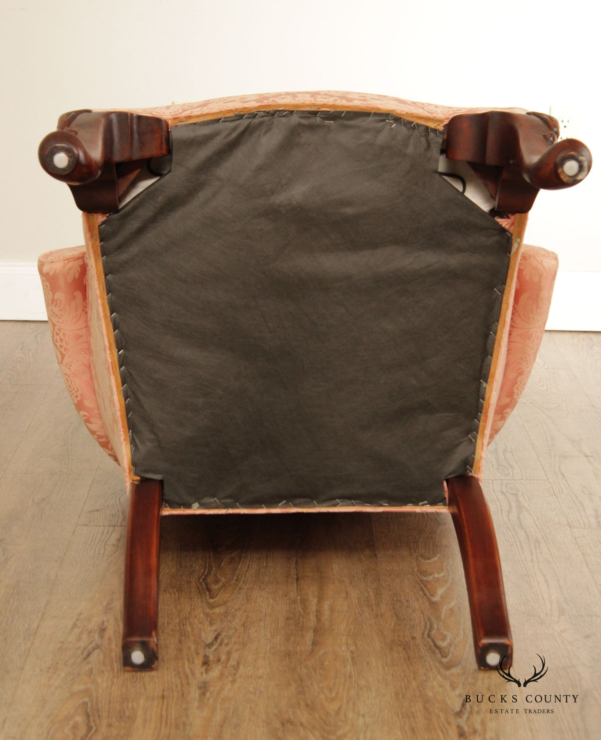 Queen Anne Style Custom Upholstered Carved Mahogany Armchair