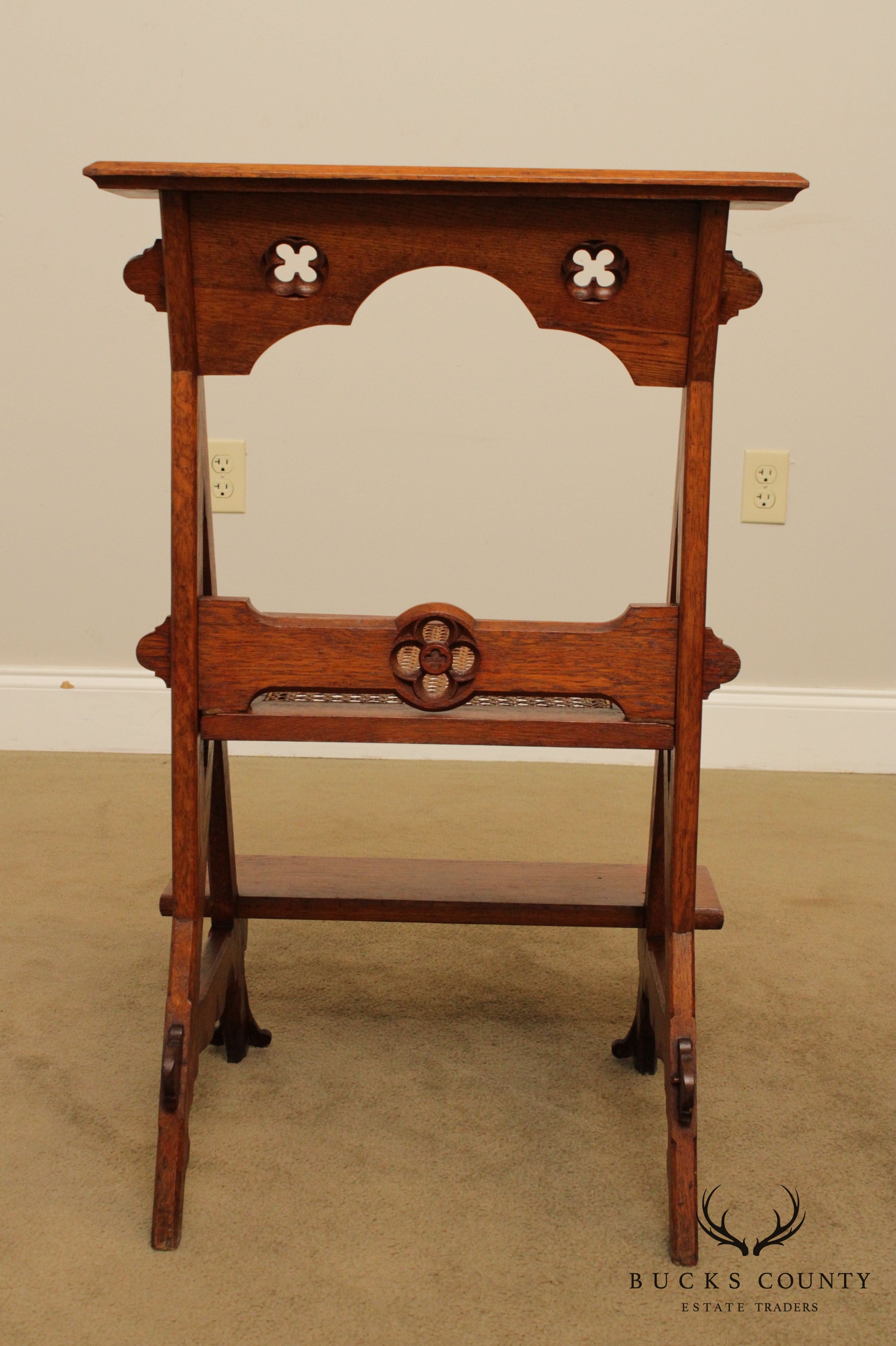 Antique 19th Century American Gothic Style Oak Kneeling Bench