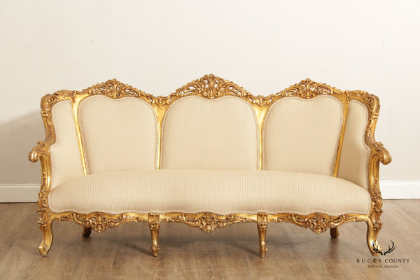 Italian Rococo Style Carved Giltwood Parlor Sofa
