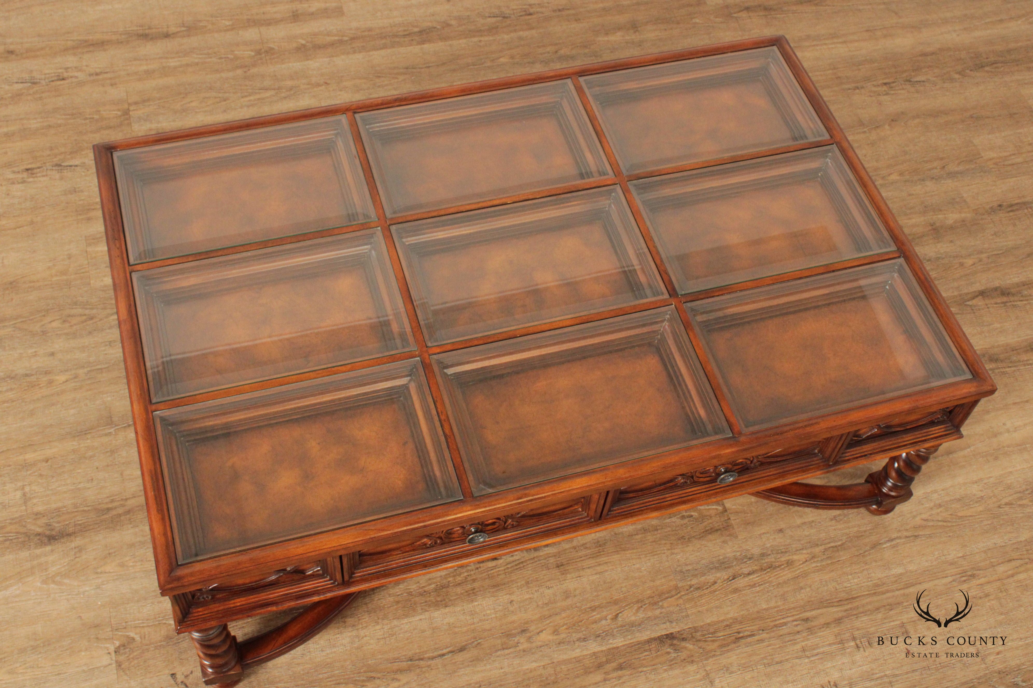 Palazzio Italian Renaissance Style Glass Top Coffee Table