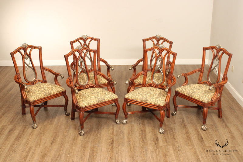 Century Furniture British Colonial Style Set of Six Bamboo Dining Chairs
