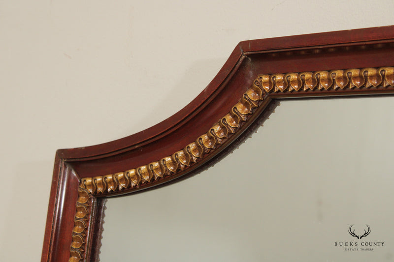 Regency Style Vintage Mahogany And Partial Gilt Over-Mantle or Wall Mirror