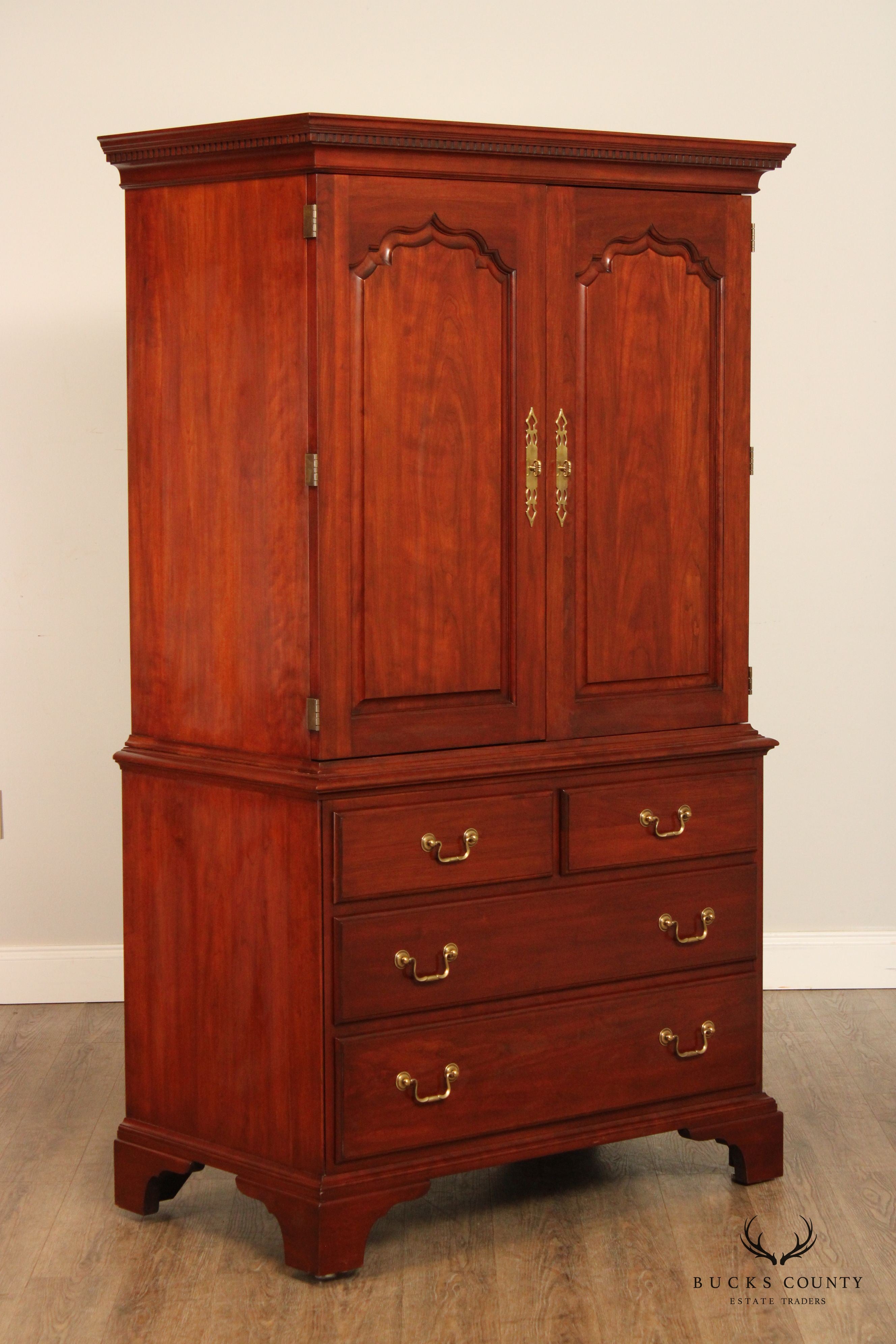 Henkel Harris Chippendale Style Cherry Media Armoire