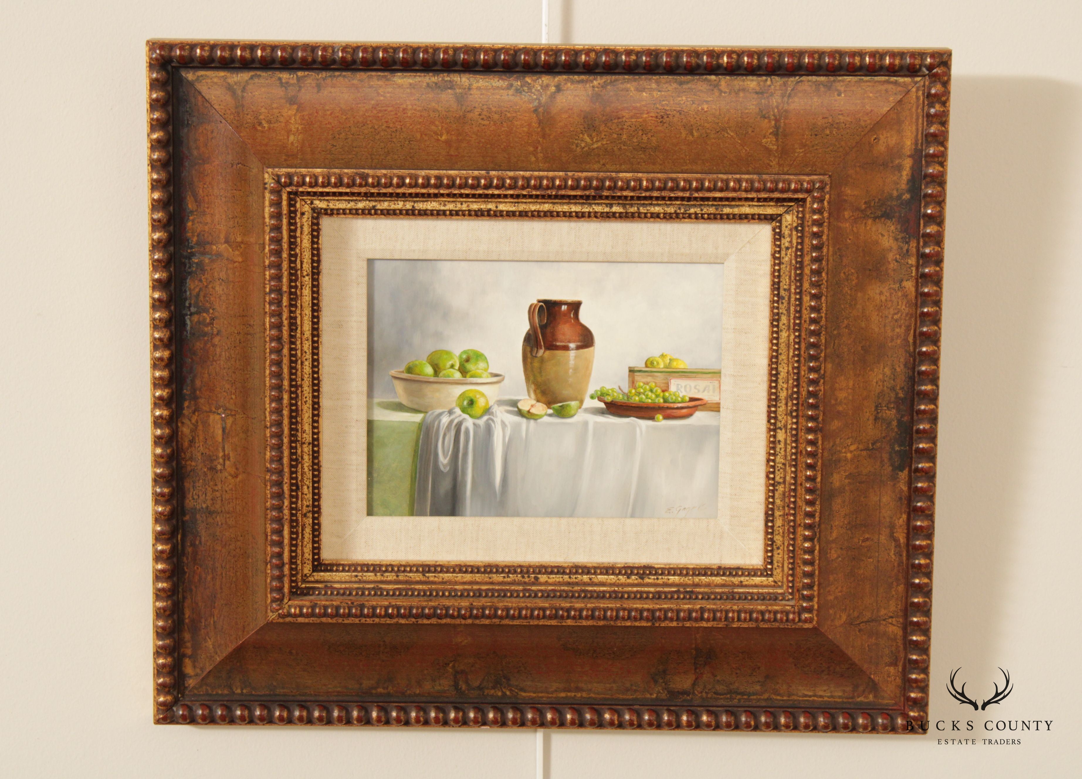 Vintage 20th C. Fruit Still Life Oil Painting, Signed