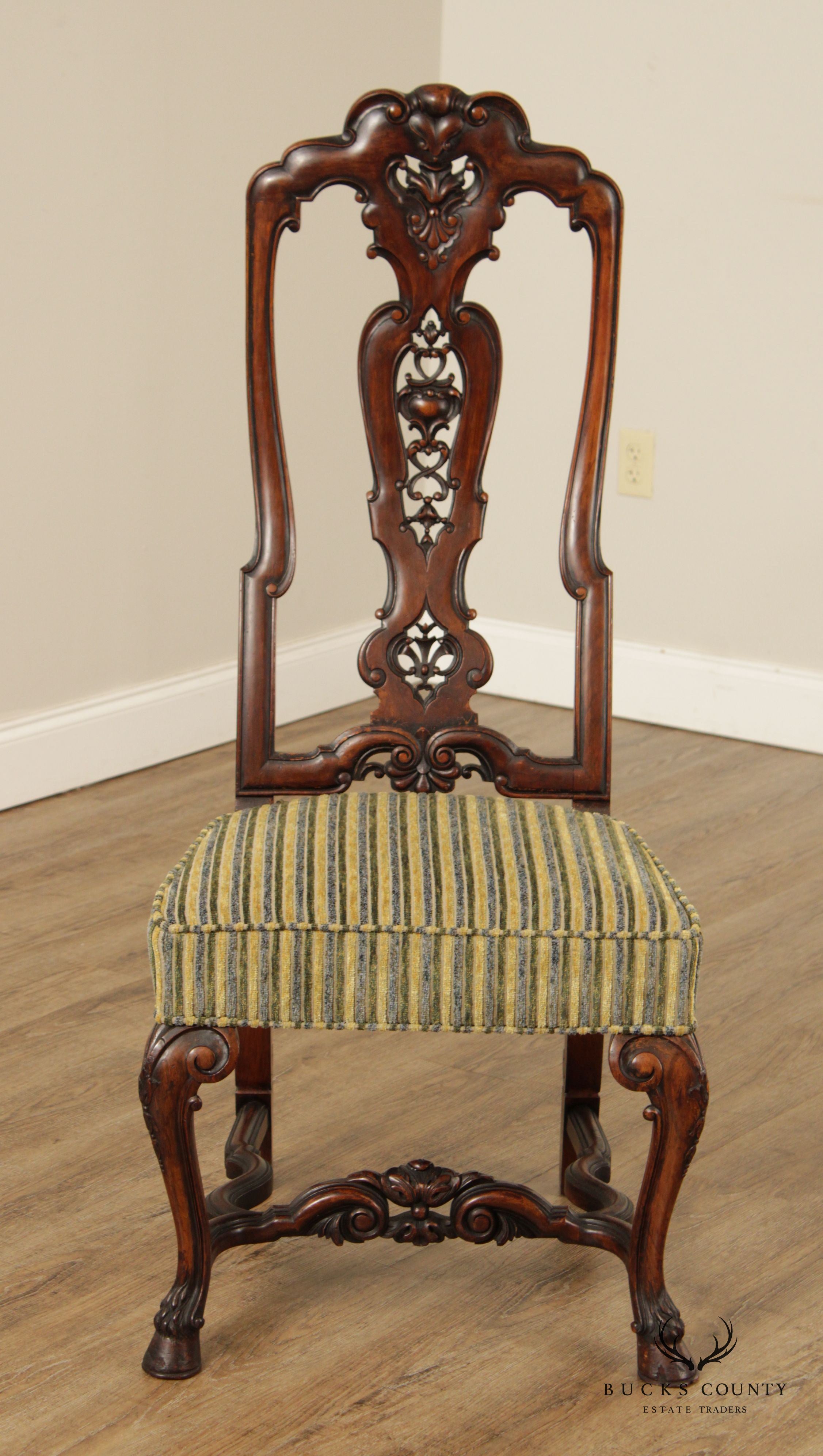 Portuguese Rococo Style Carved Dining Side Chair