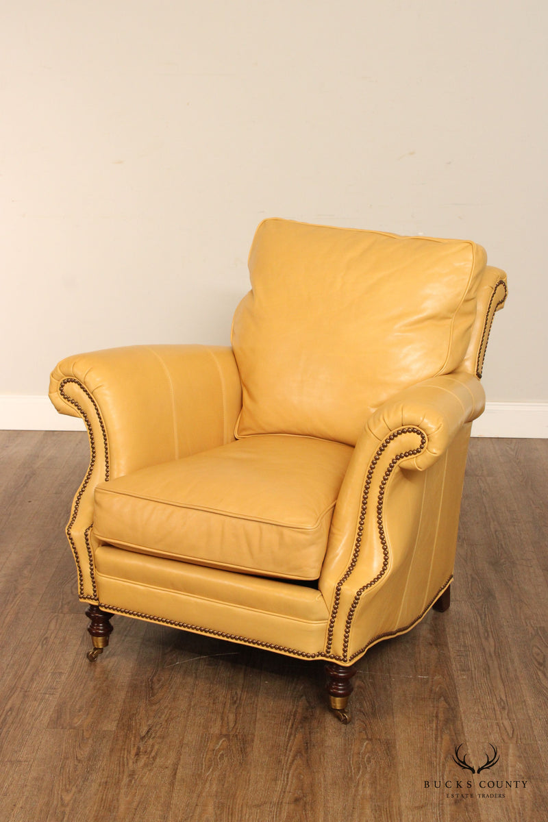 Wesley Hall English Regency Style Pair of Leather Lounge Chairs