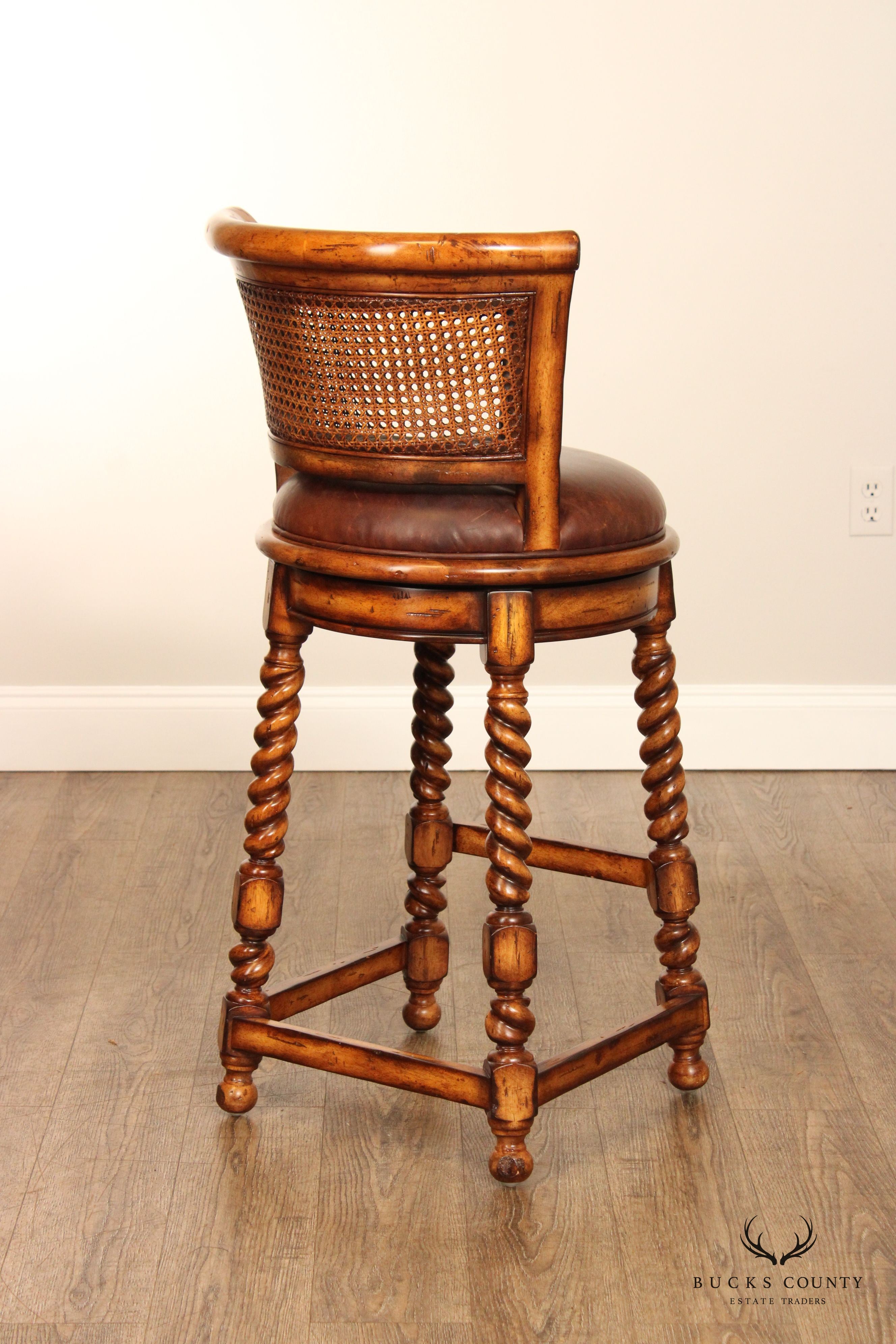 Maitland Smith 'Travelers Club' Swivel Bar Stool