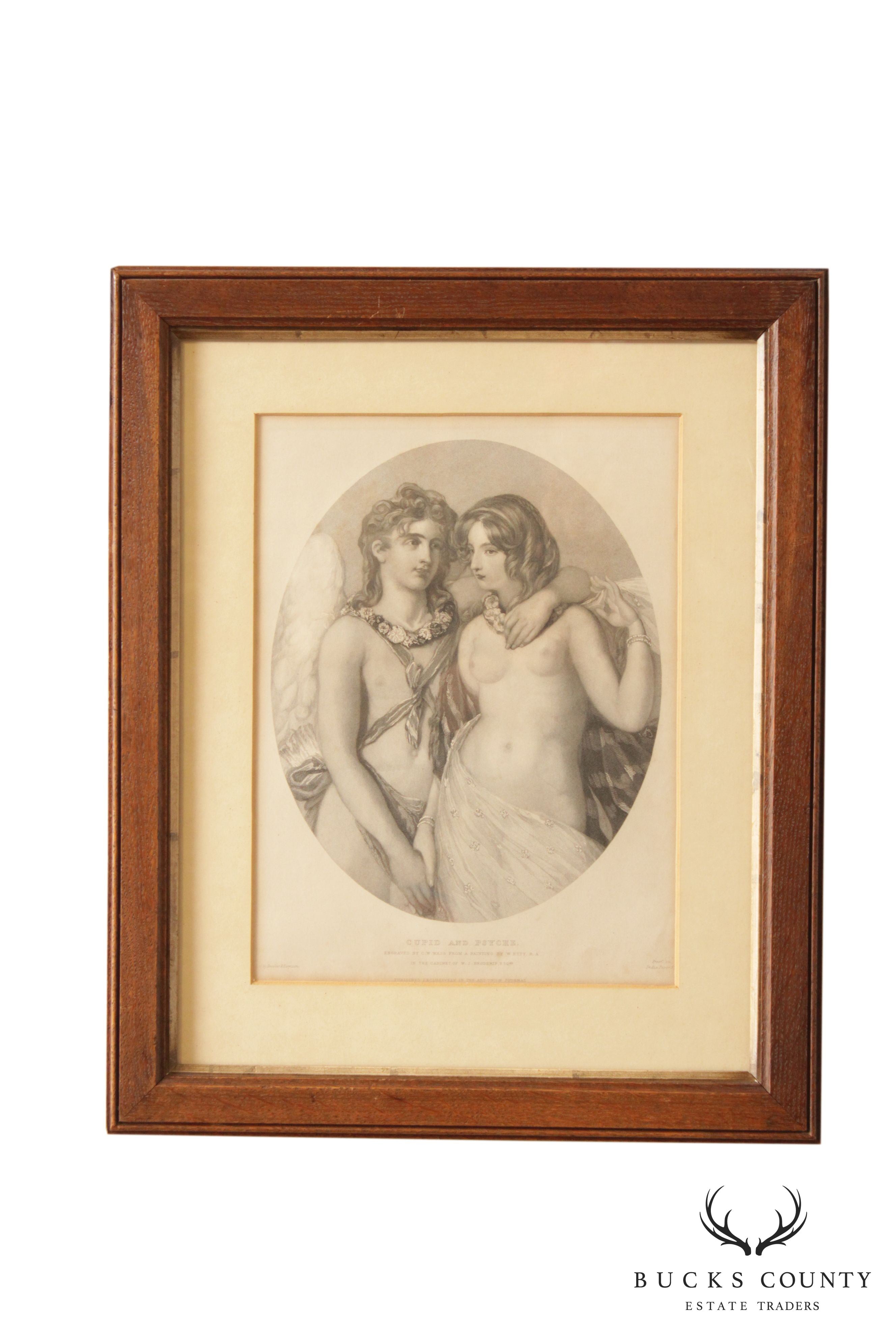 19th C. American Engraving, 'Cupid and Psyche'