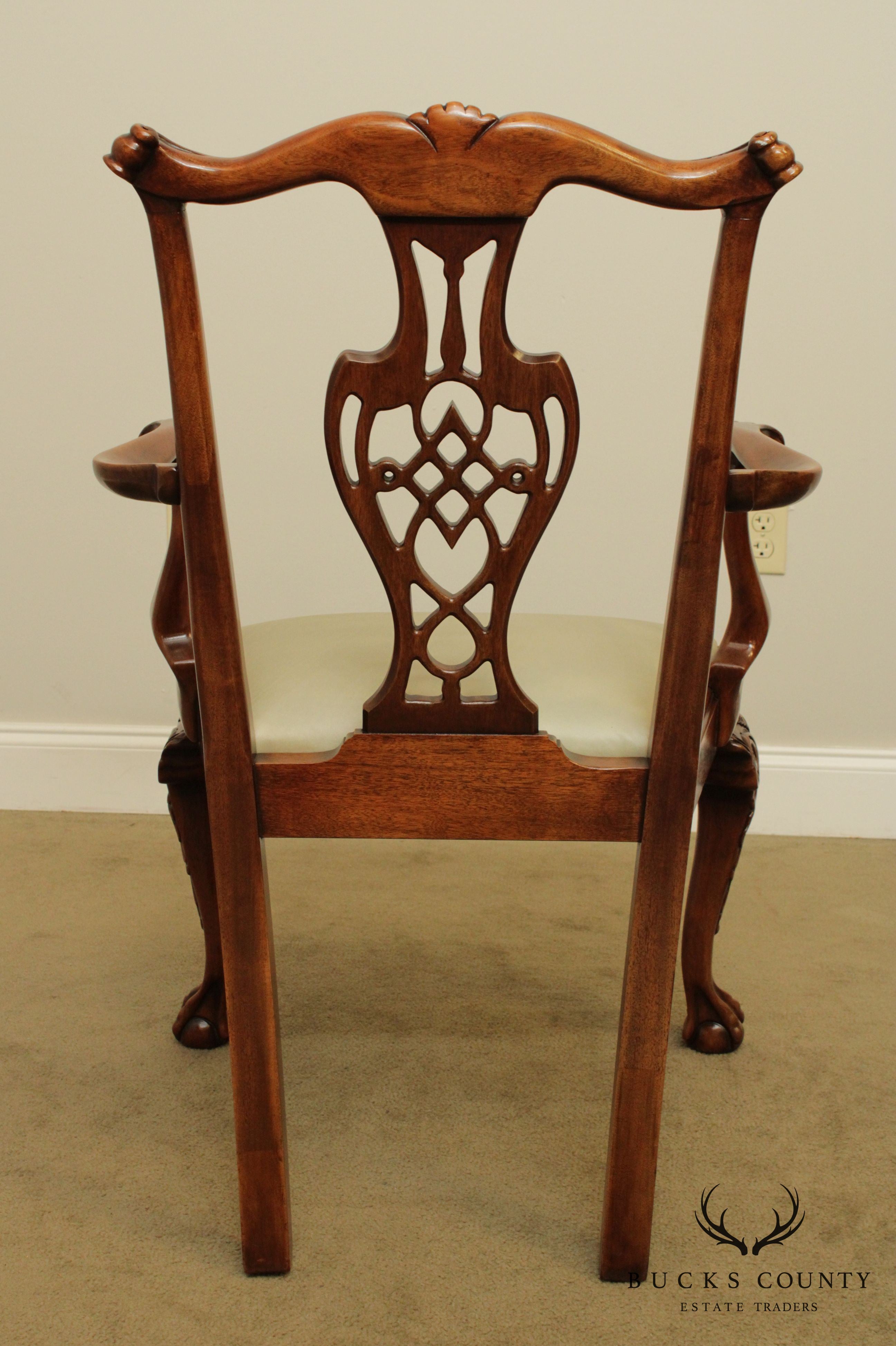 Chippendale Style Quality Carved Mahogany Ball and Claw Armchair