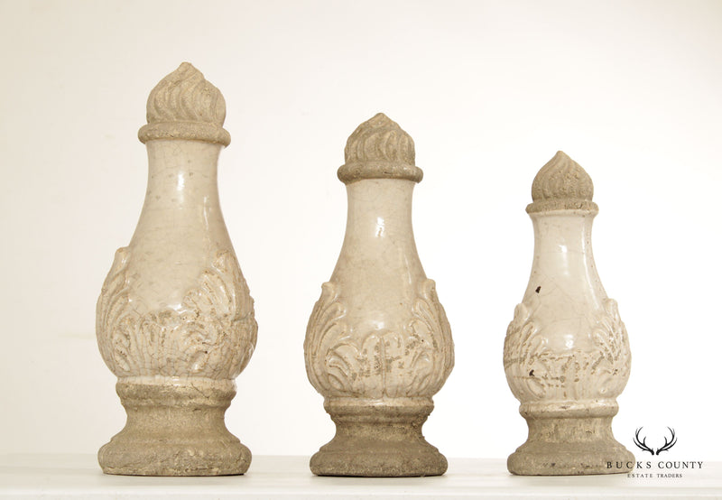 Neoclassical Style Set Glazed Cast Stone Decorative Finials