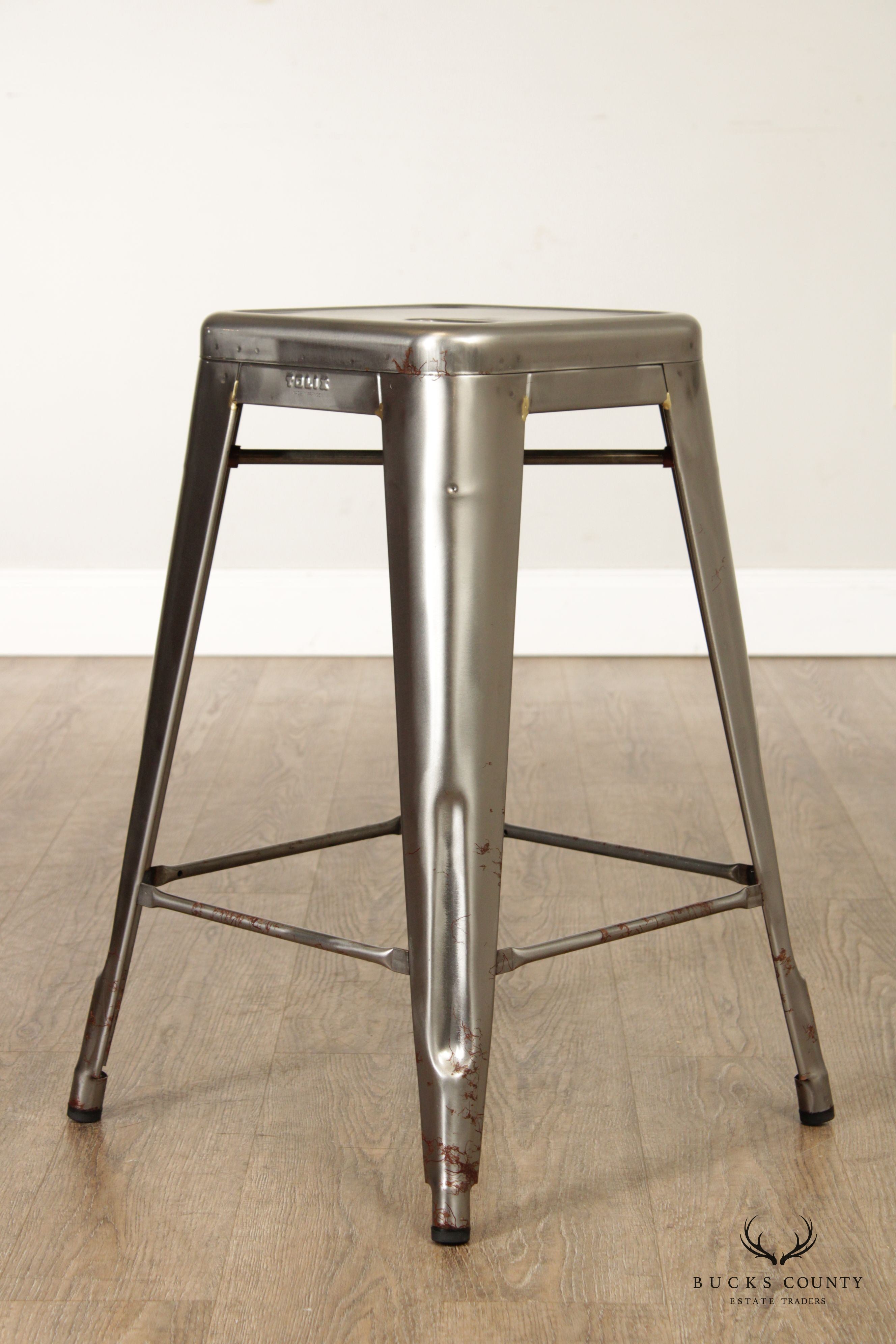 Tolix Industrial Style Set of Four Galvanized Steel Counter Stools