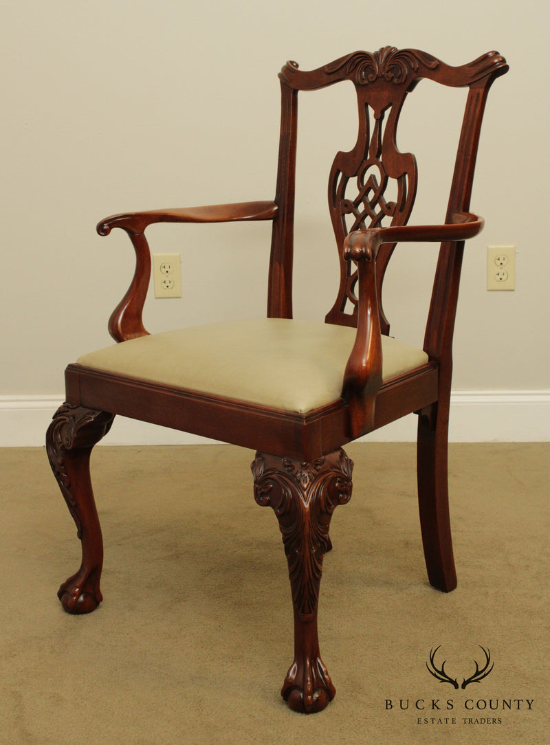 Chippendale Style Quality Carved Mahogany Ball and Claw Armchair