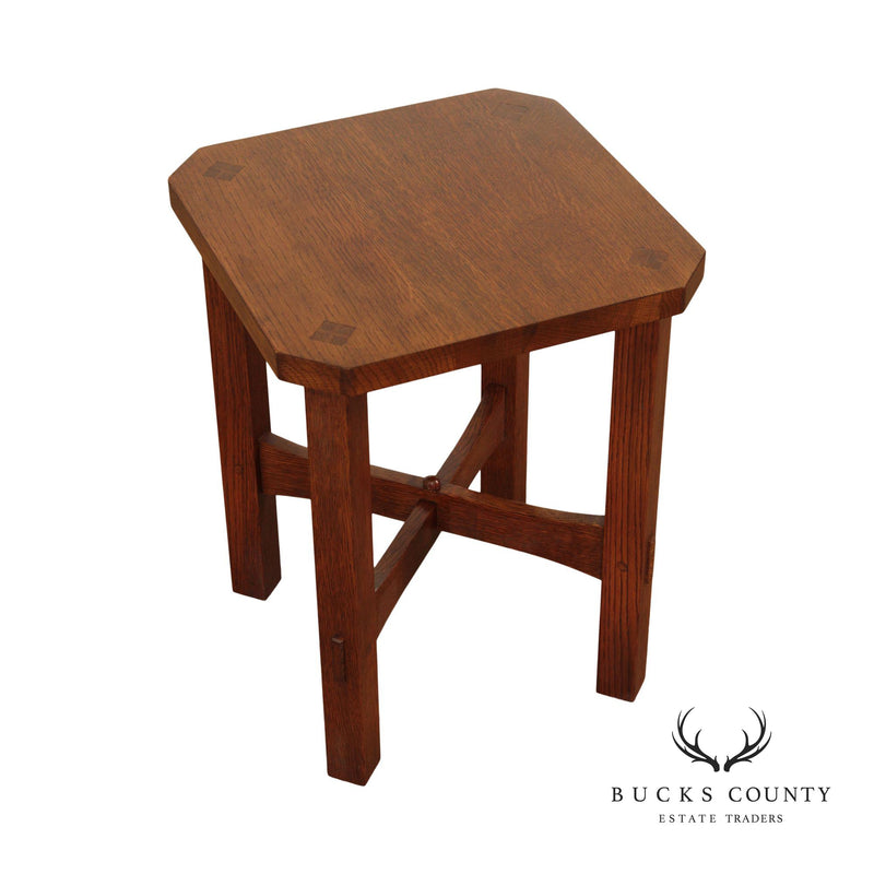Stickley Mission Collection Oak Wood Top Tabouret Side Table