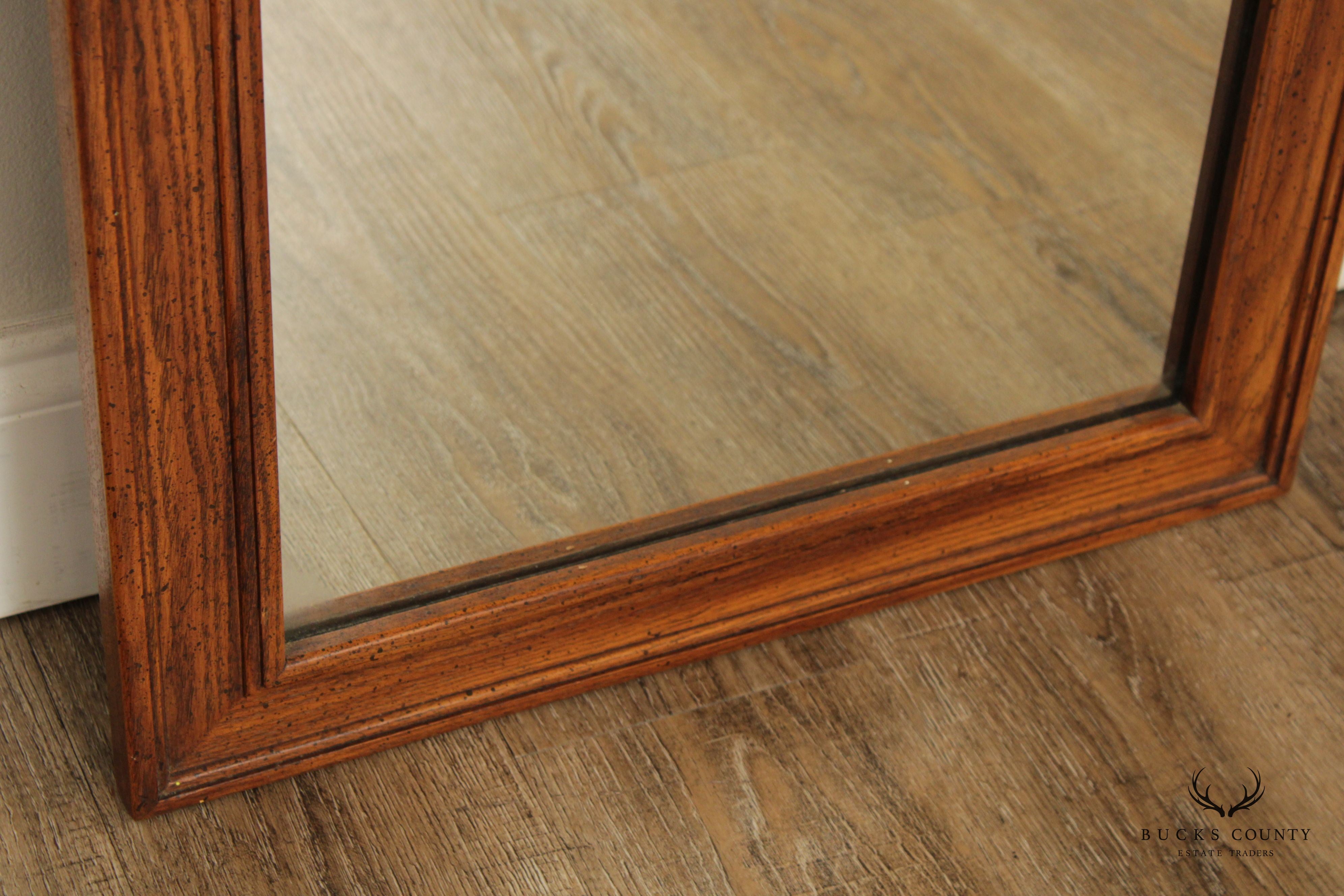 French Provincial Style Pair Of Oak And Pecan Frame Wall Mirrors