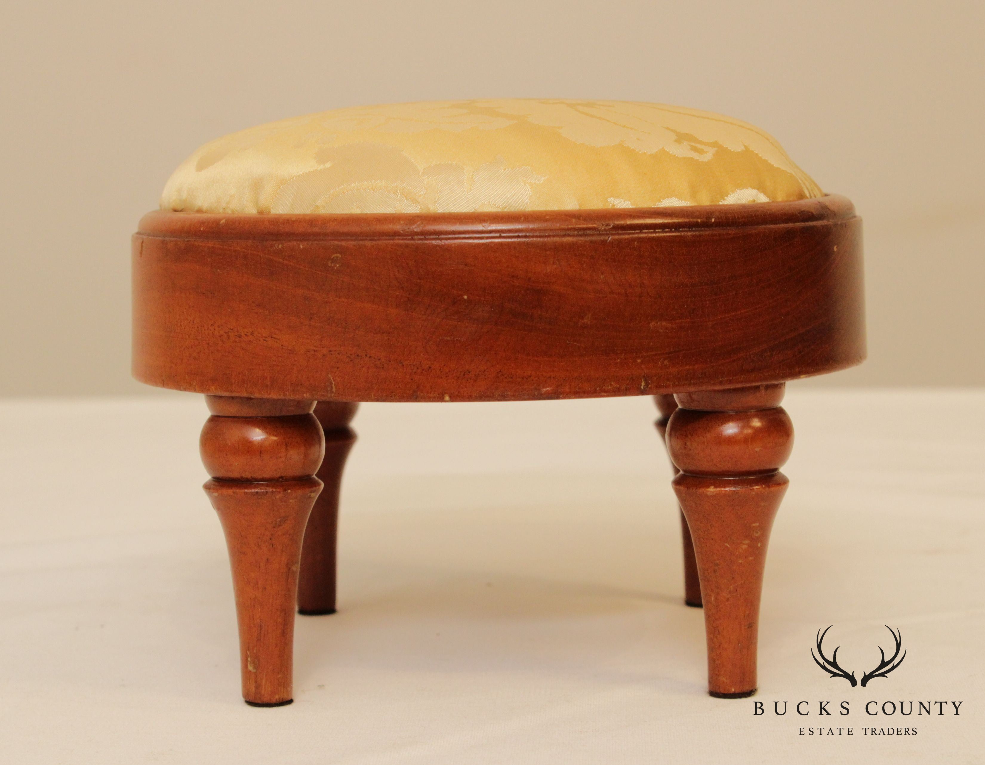 Custom Mahogany Small Round Foot Stool