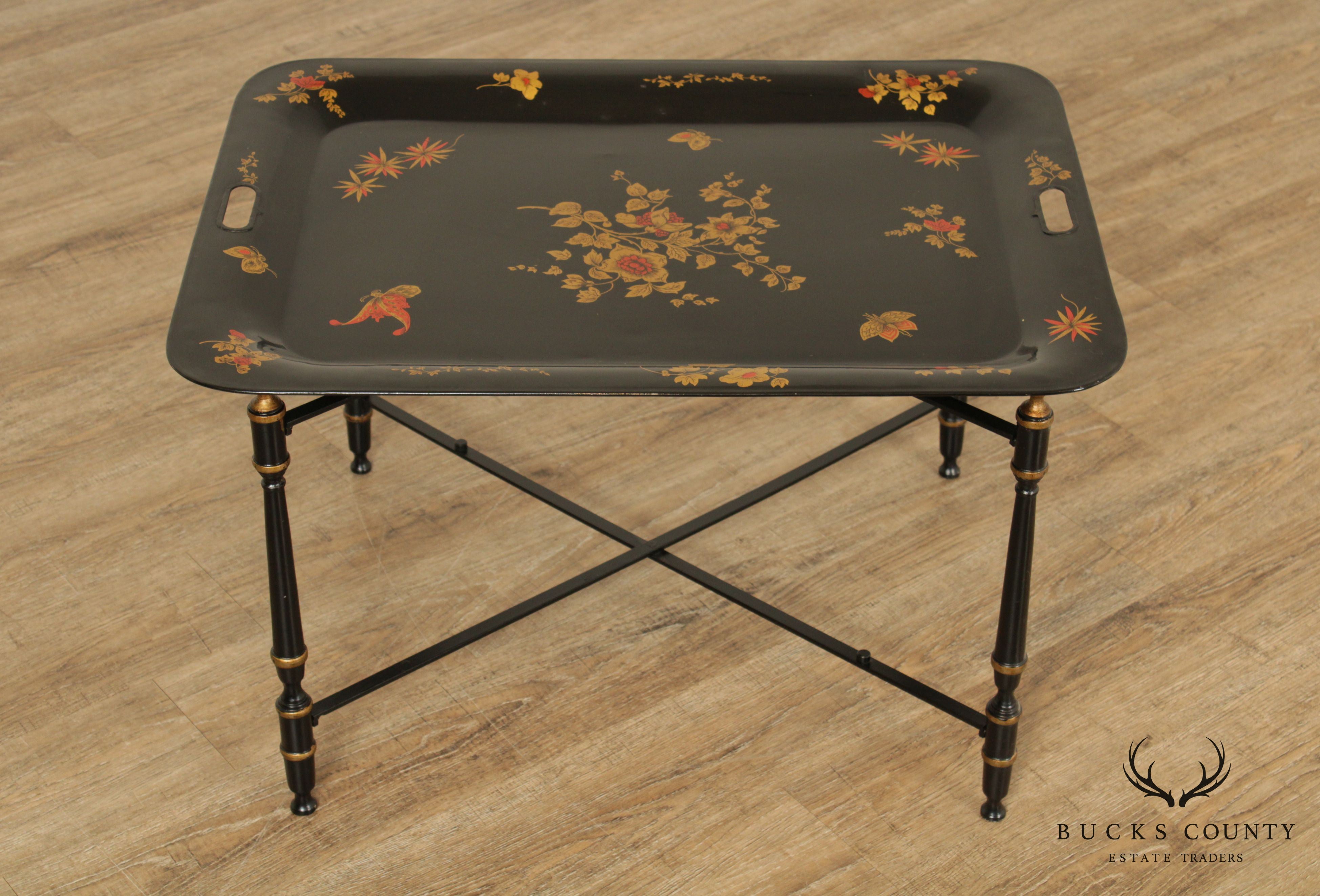 Vintage Chinoiserie Painted Tole Tray Table