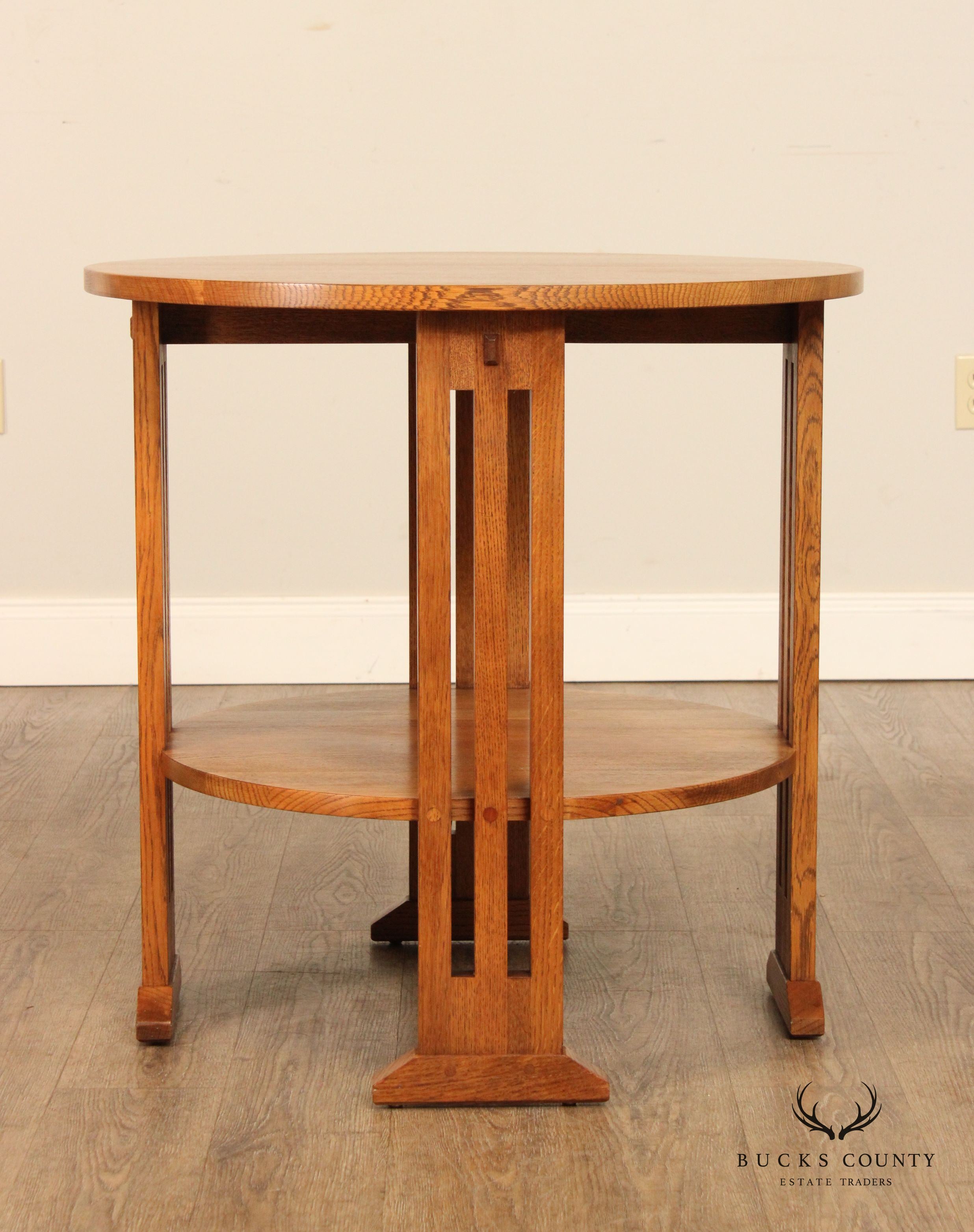 Stickley Mission Collection Oak Two-Tier Round Table