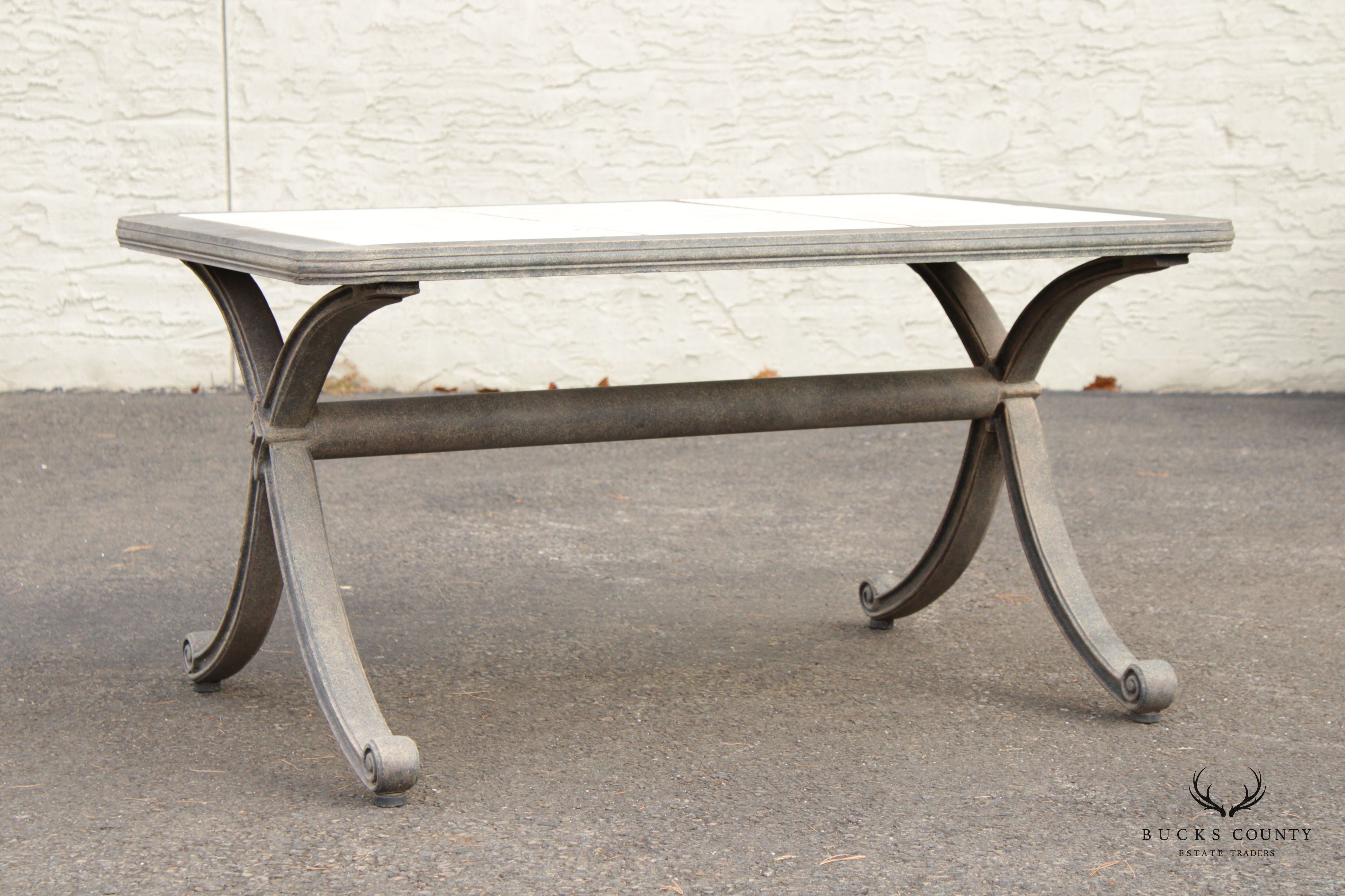 Vintage Aluminum and Tile Top Outdoor Patio Cocktail Table