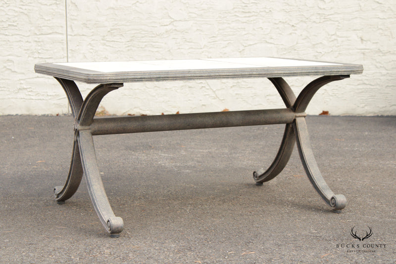 Vintage Aluminum and Tile Top Outdoor Patio Cocktail Table