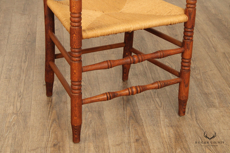 Vintage Country Farmhouse Style Set of 6 Oak Ladderback Dining Chairs
