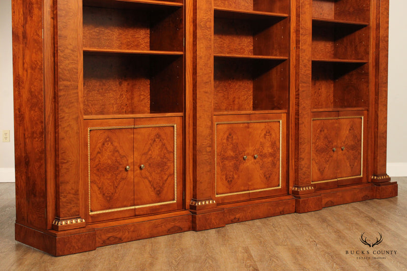 Francesco Molon Italian Neoclassical Style Burlwood Triple Bookcase
