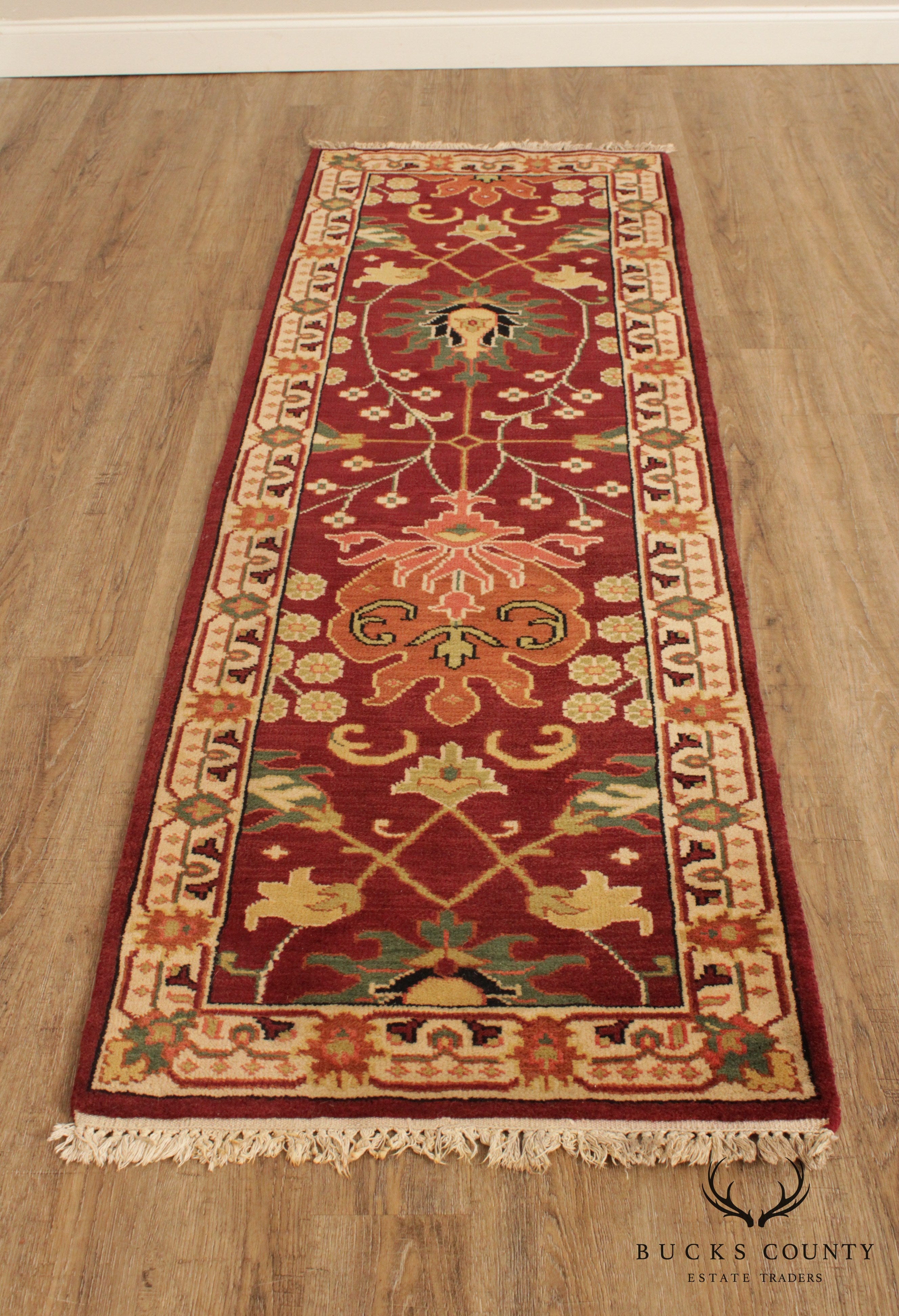 Vintage Indo Persian 7'10"x 2'6" Hand Woven Wool Runner