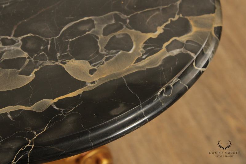 Rococo Style Marble Top Gilded Pedestal Occasional Table