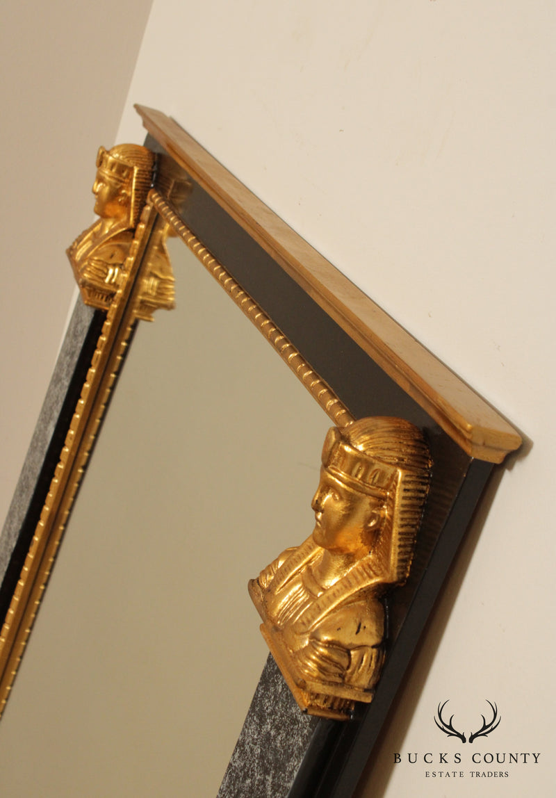 Neo-Classical Egyptian Revival Style Partial Gilt Wall Mirror