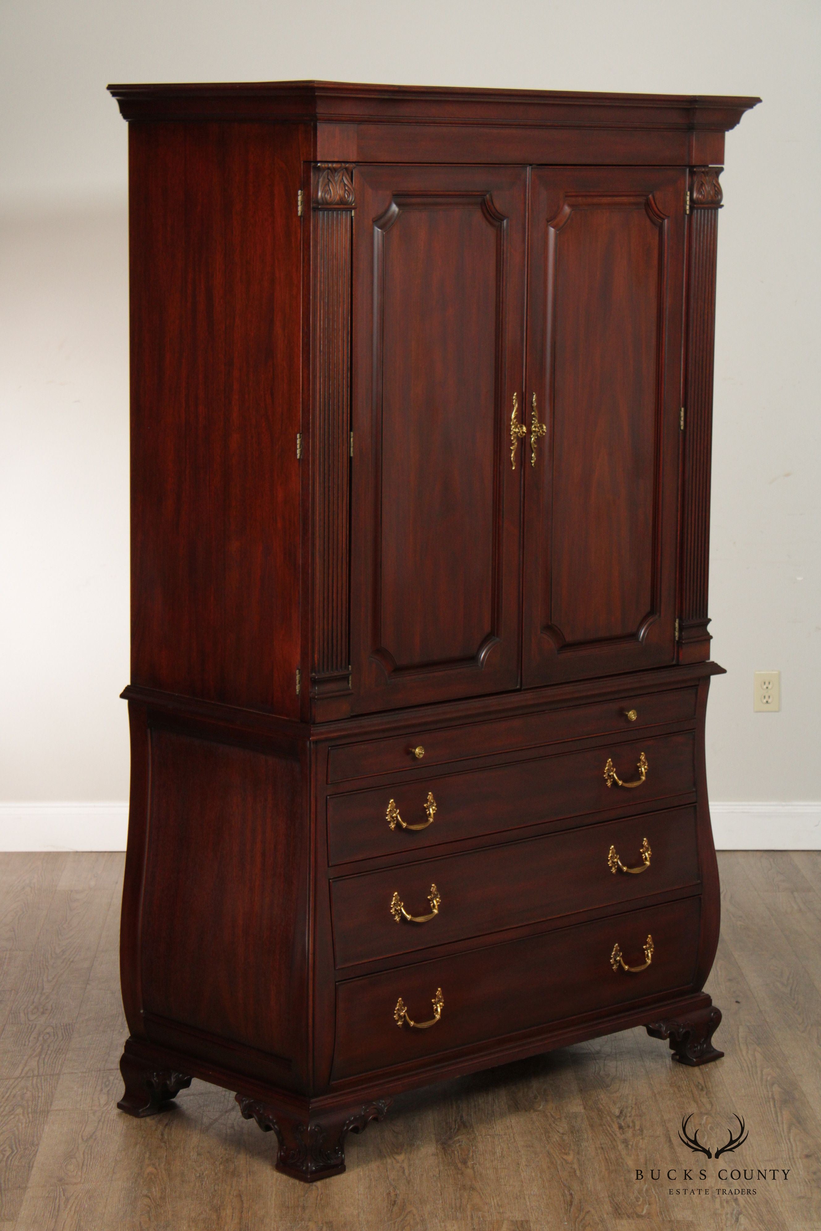 Henkel Harris Mahogany Bombe Armoire Cabinet